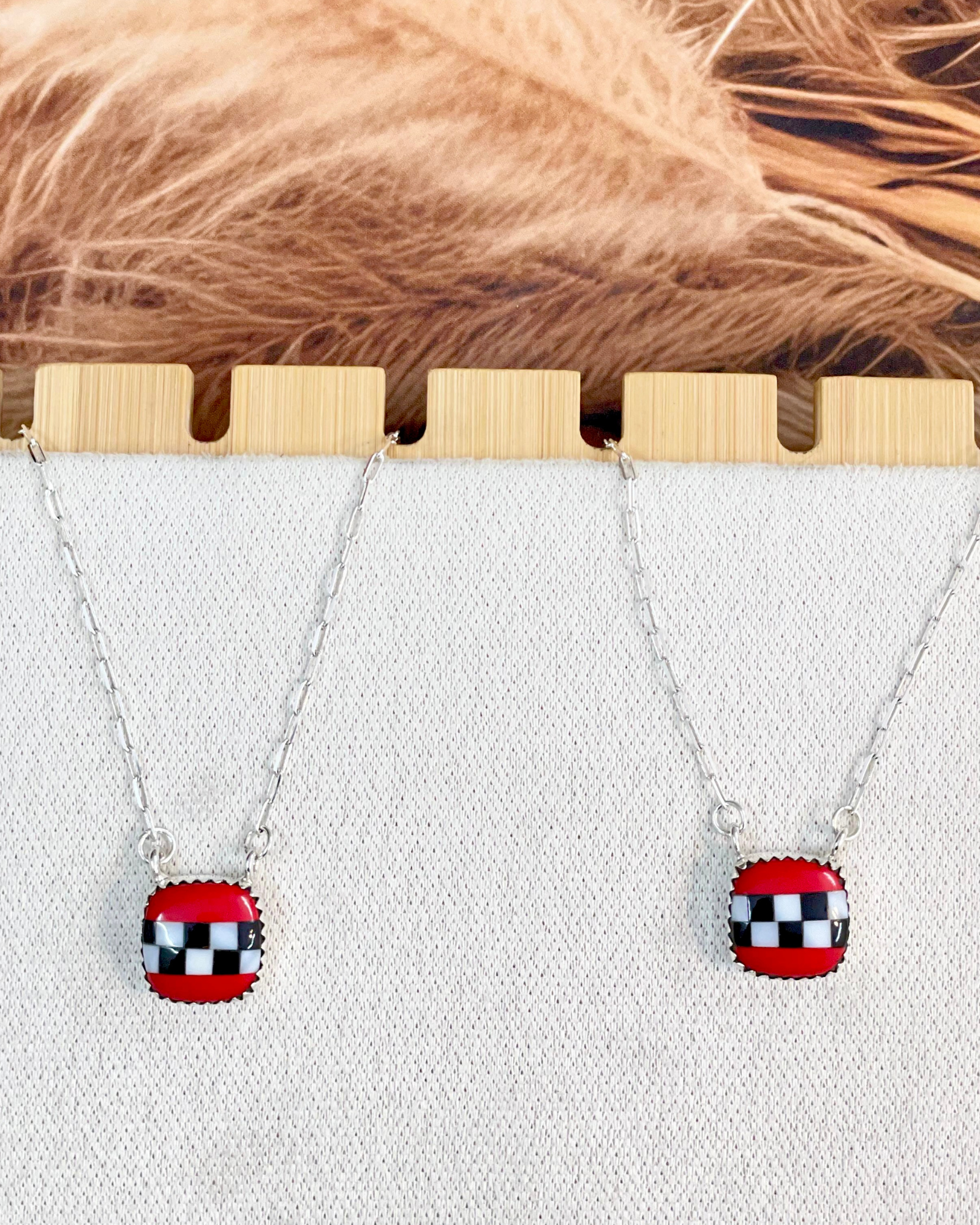 Rodeo Red Checkered Necklace-Necklaces-Krush Kandy, Women's Online Fashion Boutique Located in Phoenix, Arizona (Scottsdale Area)