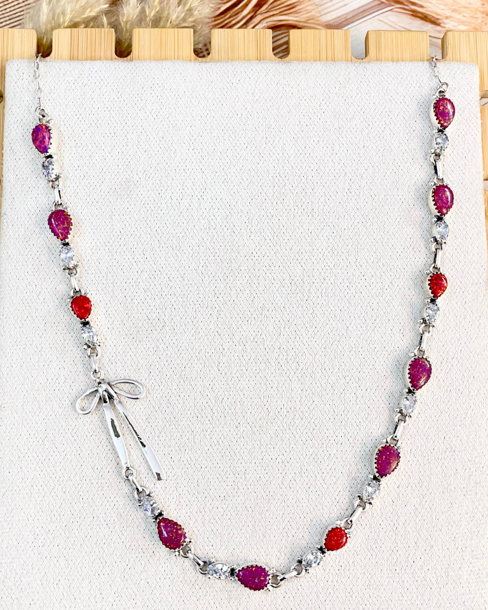 Opal Dreams Bow Necklace-Chain Necklaces-Krush Kandy, Women's Online Fashion Boutique Located in Phoenix, Arizona (Scottsdale Area)