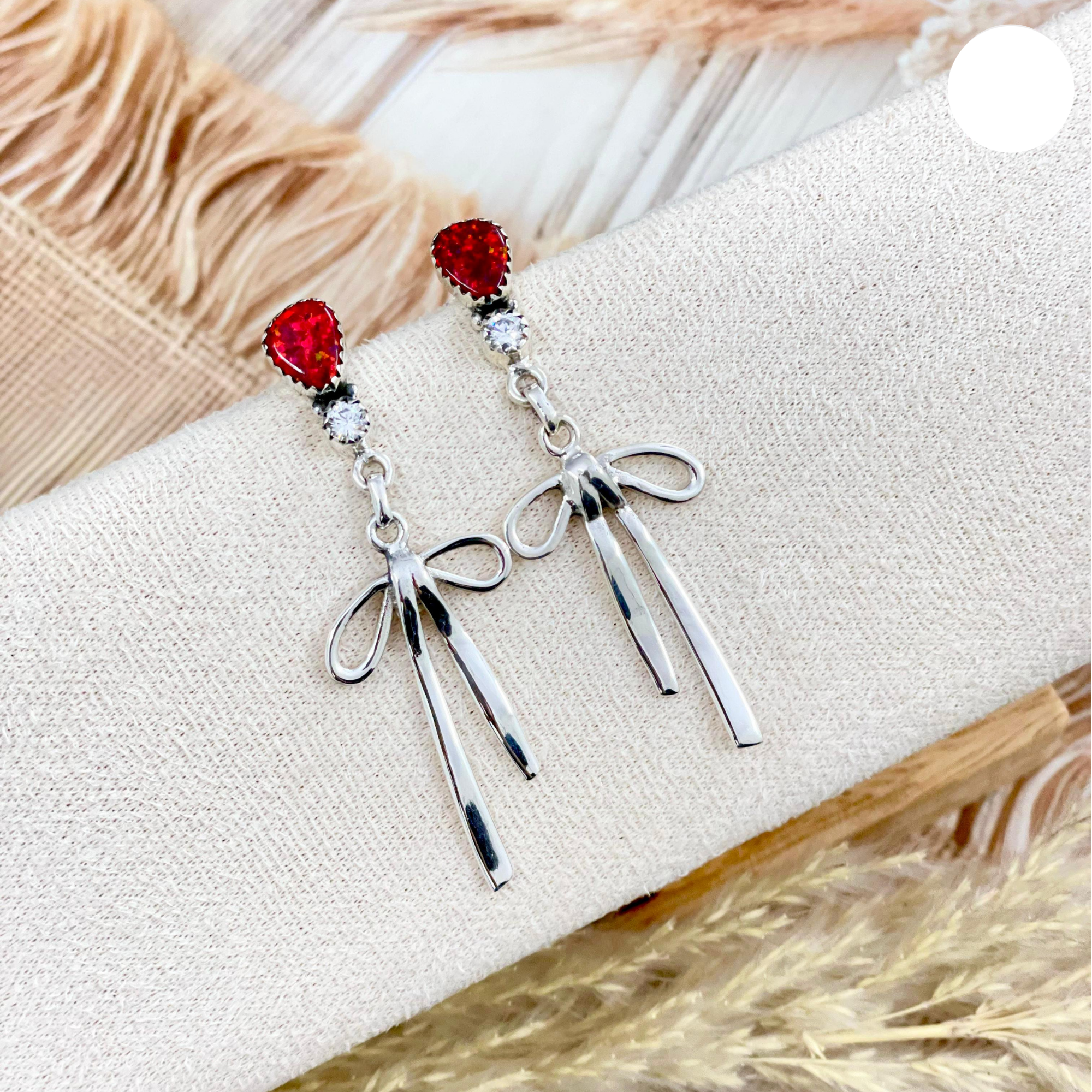 Multi Stone & Bow Sterling Silver Earrings-Stud Earrings-Krush Kandy, Women's Online Fashion Boutique Located in Phoenix, Arizona (Scottsdale Area)