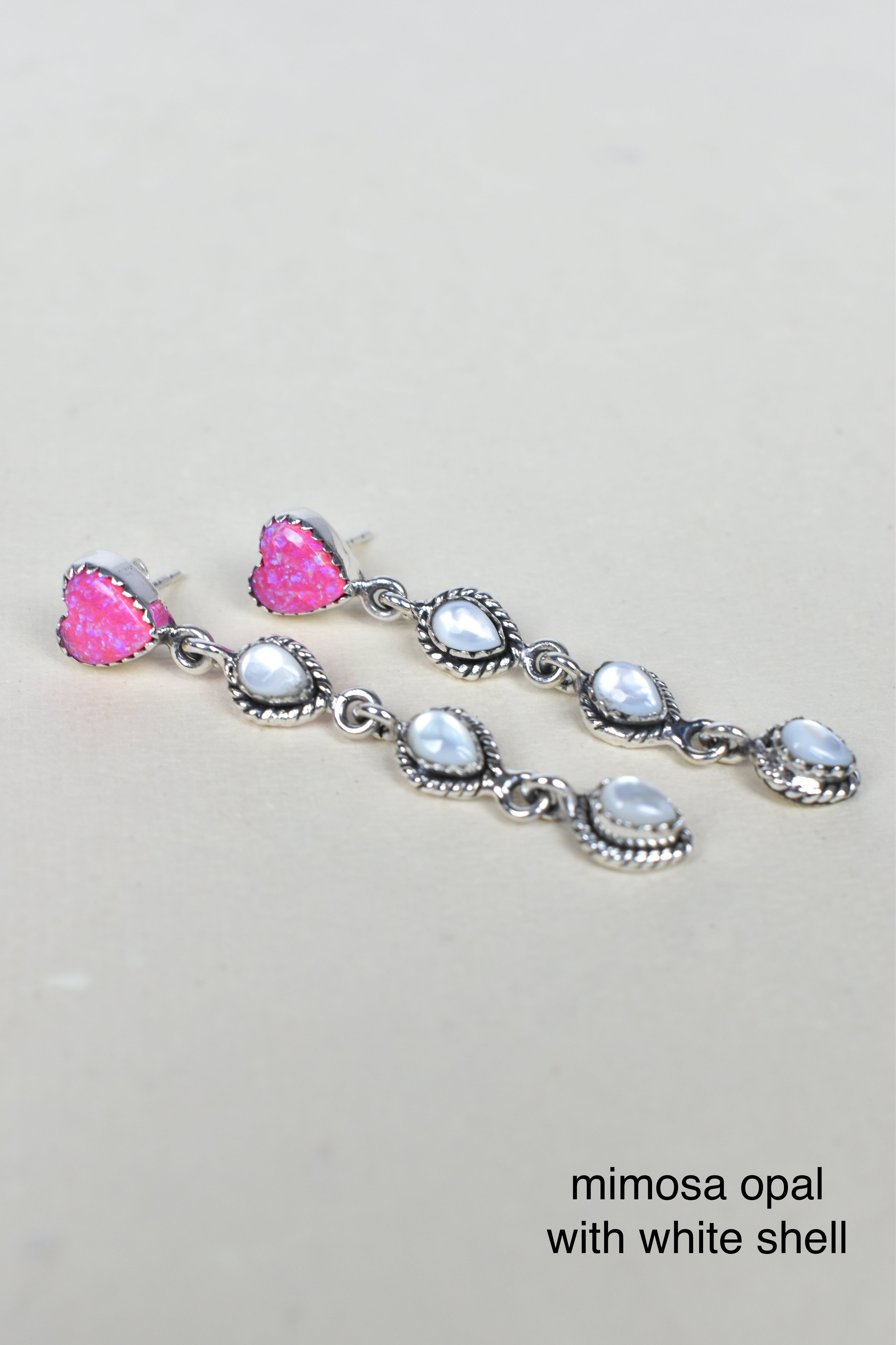 Heart And Stone Dangle Earrings-Drop Earrings-Krush Kandy, Women's Online Fashion Boutique Located in Phoenix, Arizona (Scottsdale Area)