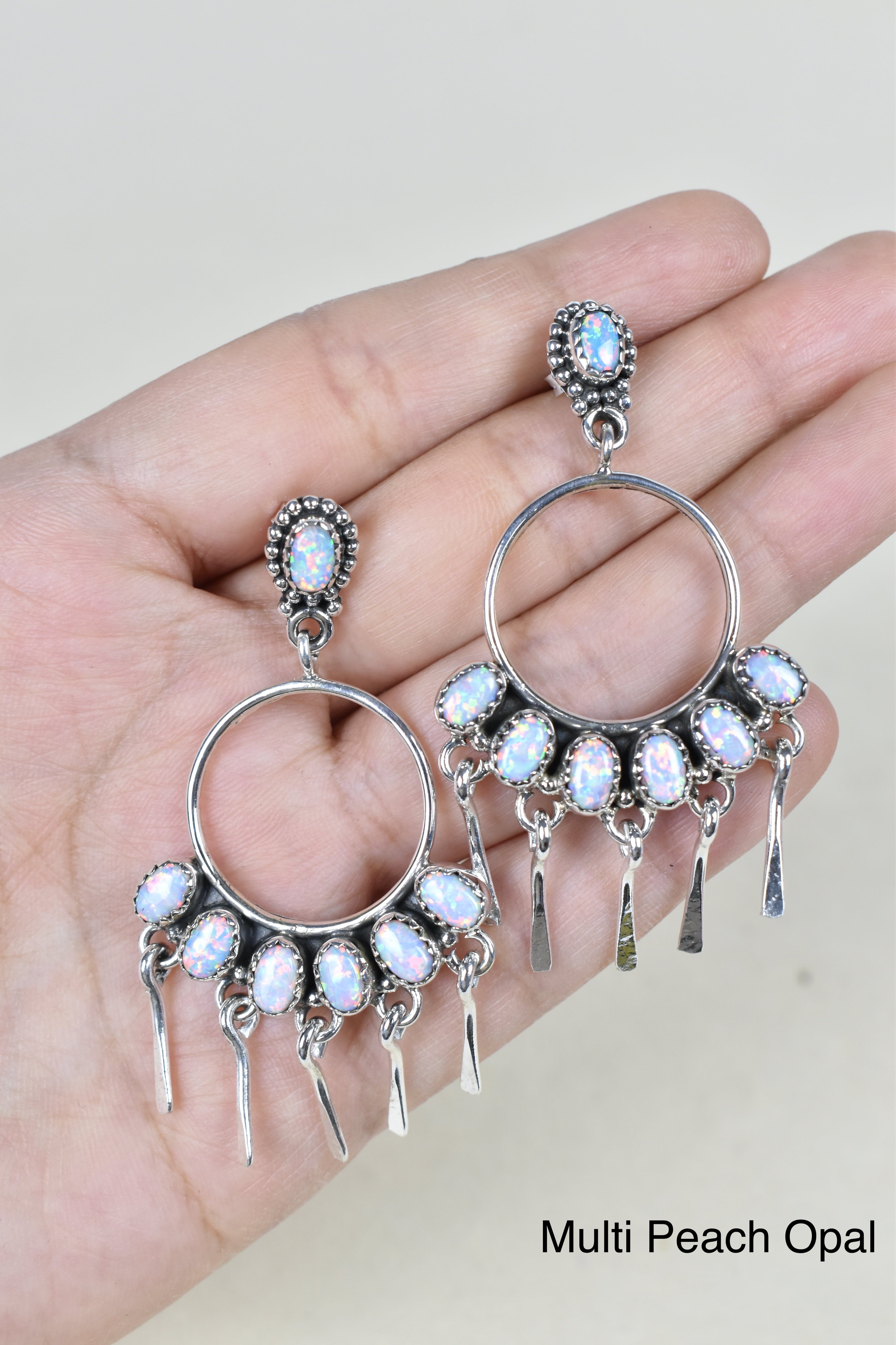 7 Jewel Hoop Studded Dangle Earring-Drop Earrings-Krush Kandy, Women's Online Fashion Boutique Located in Phoenix, Arizona (Scottsdale Area)