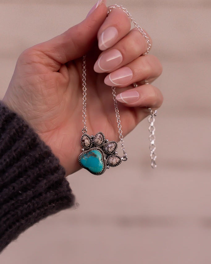 My Little Dog Paw Stone Necklace-Chain Necklaces-Krush Kandy, Women's Online Fashion Boutique Located in Phoenix, Arizona (Scottsdale Area)