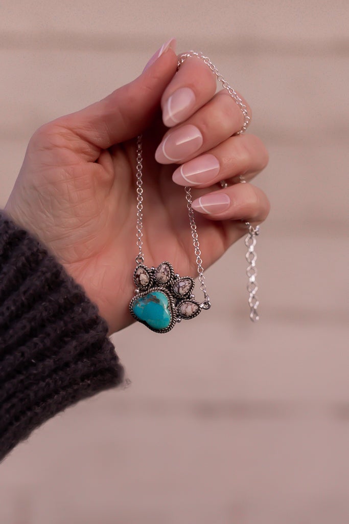 My Little Dog Paw Stone Necklace-Chain Necklaces-Krush Kandy, Women's Online Fashion Boutique Located in Phoenix, Arizona (Scottsdale Area)