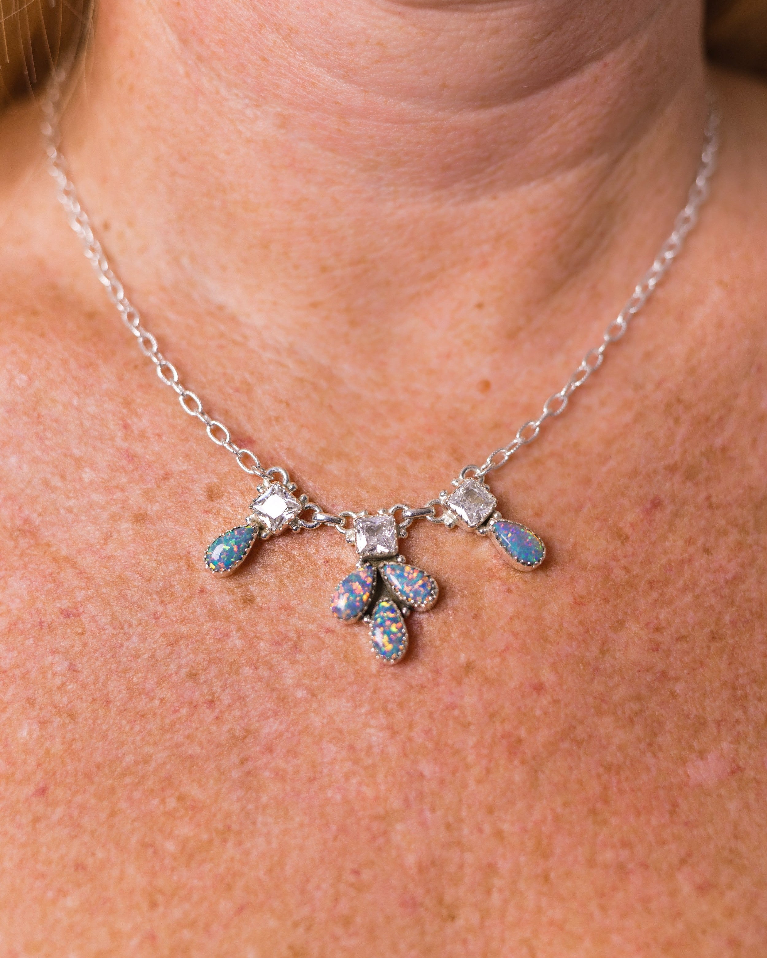 Sierra Opal Petals CZ Necklace-Necklaces-Krush Kandy, Women's Online Fashion Boutique Located in Phoenix, Arizona (Scottsdale Area)
