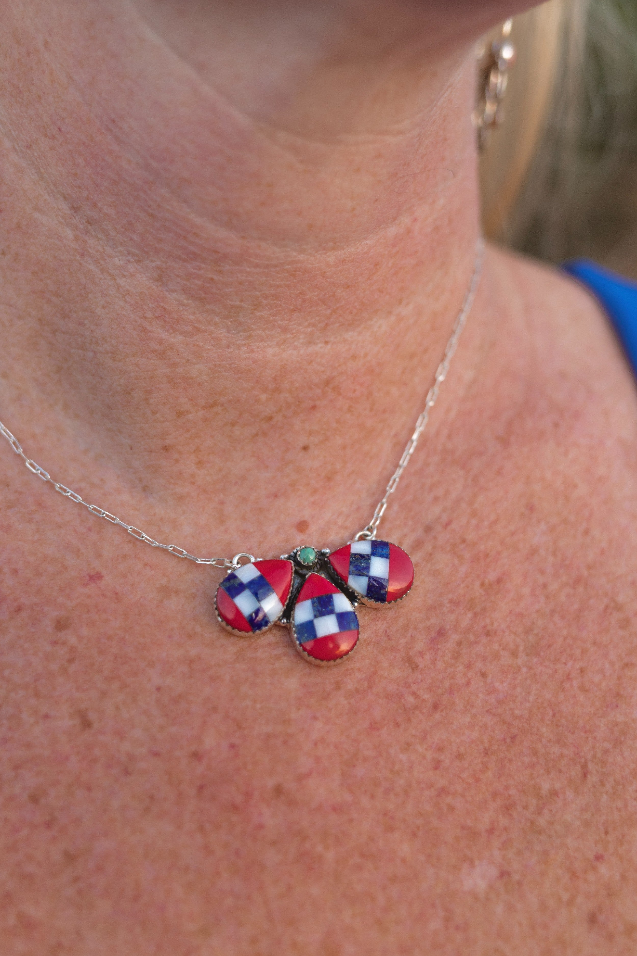 Checkered and Stripes Petals Necklace-Necklaces-Krush Kandy, Women's Online Fashion Boutique Located in Phoenix, Arizona (Scottsdale Area)