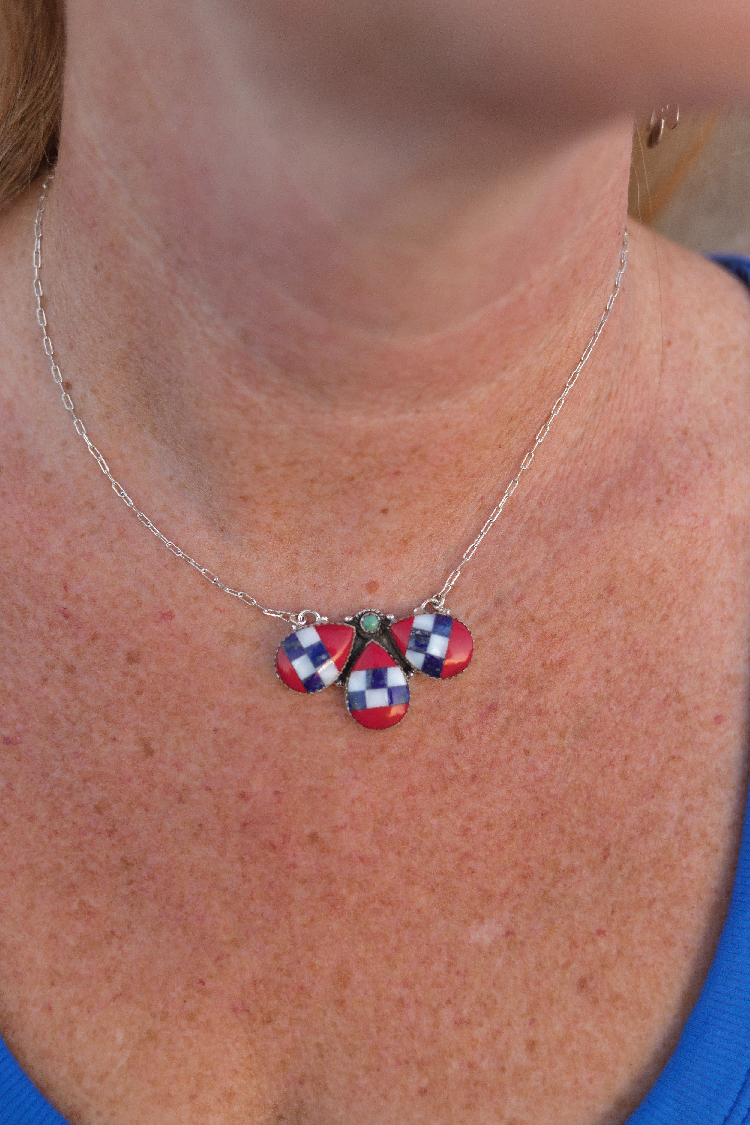 Checkered and Stripes Petals Necklace-Necklaces-Krush Kandy, Women's Online Fashion Boutique Located in Phoenix, Arizona (Scottsdale Area)