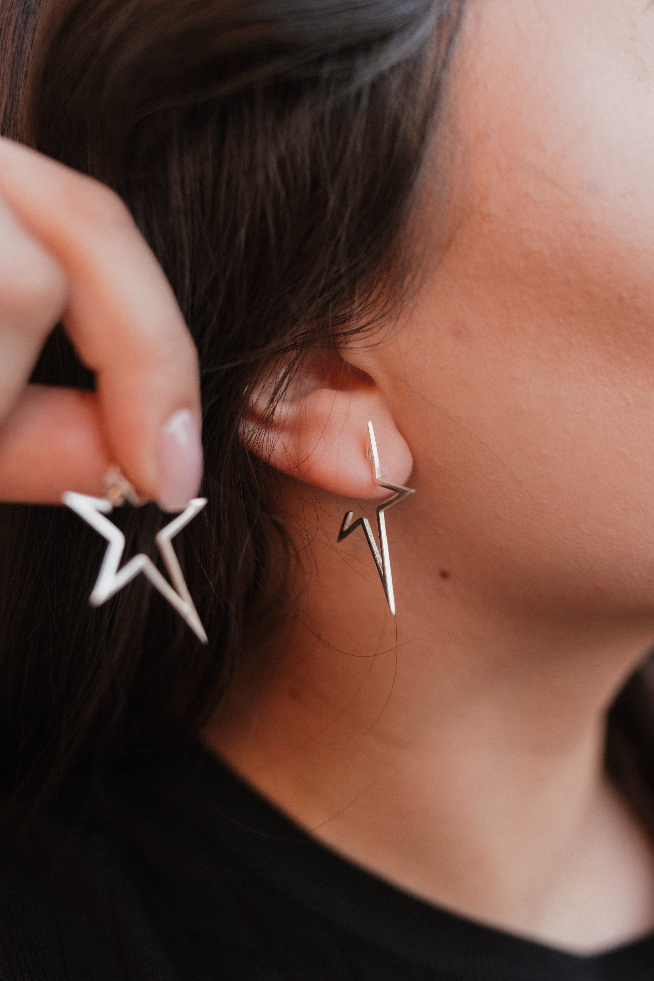 Twilight Silver Star Earrings-Earrings-Krush Kandy, Women's Online Fashion Boutique Located in Phoenix, Arizona (Scottsdale Area)
