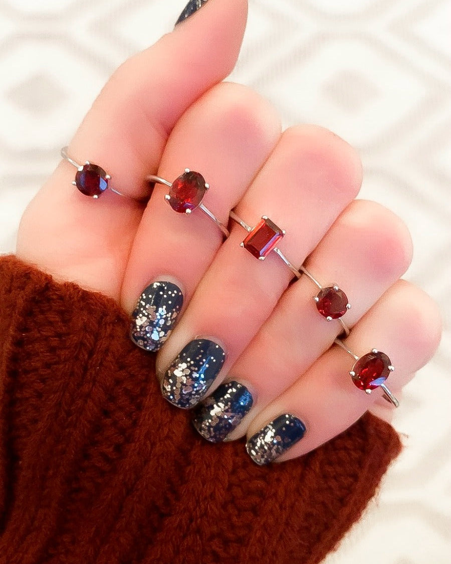 Simple Setting Garnet Ring-Dainty Rings-Krush Kandy, Women's Online Fashion Boutique Located in Phoenix, Arizona (Scottsdale Area)