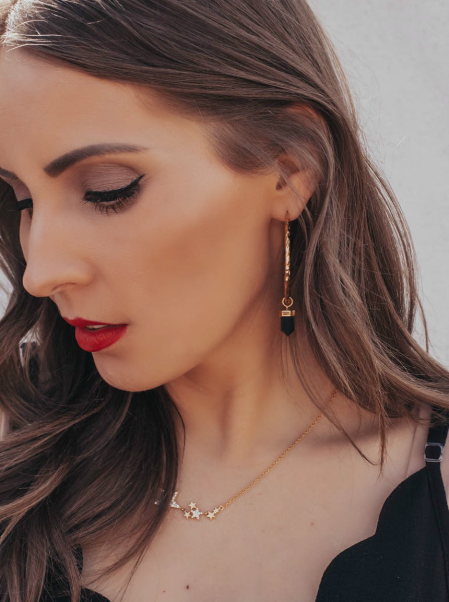 Krush Kouture: Hammered Hoop Earrings with Charm-Hoop Earrings-Krush Kandy, Women's Online Fashion Boutique Located in Phoenix, Arizona (Scottsdale Area)