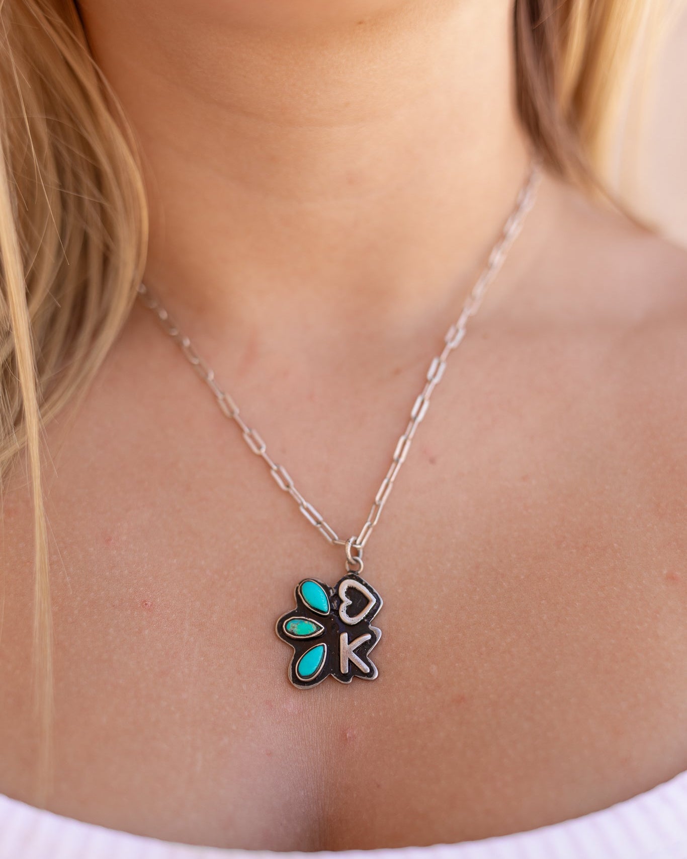 Initial Stone Plate with Heart Sterling Silver Necklace PREORDER-Chain Necklaces-Krush Kandy, Women's Online Fashion Boutique Located in Phoenix, Arizona (Scottsdale Area)