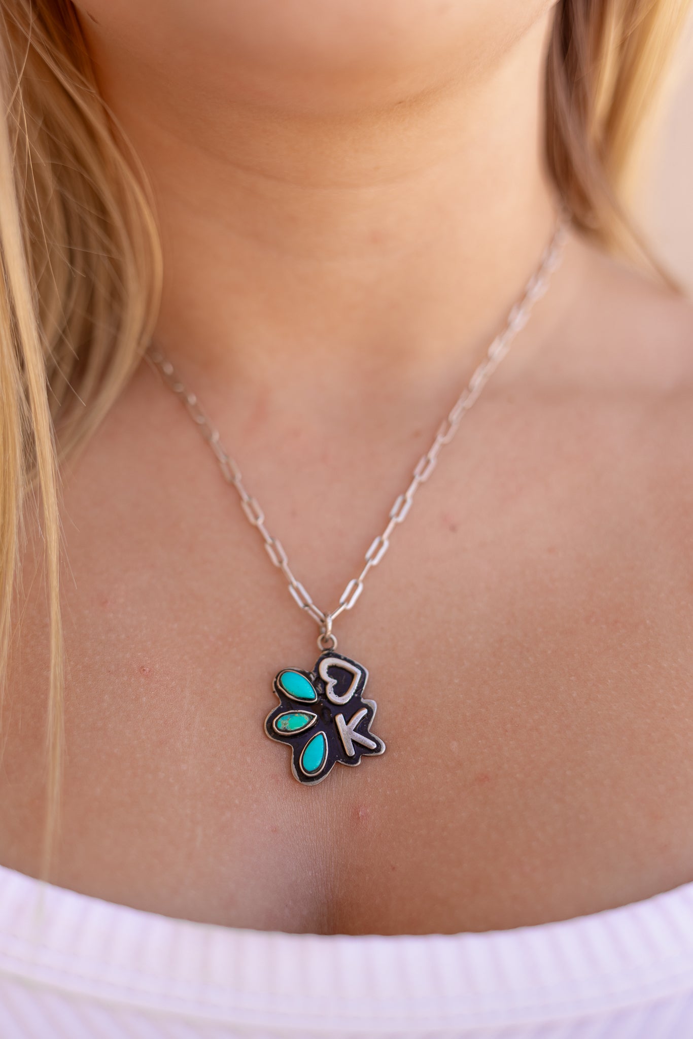 Initial Stone Plate with Heart Sterling Silver Necklace PREORDER-Chain Necklaces-Krush Kandy, Women's Online Fashion Boutique Located in Phoenix, Arizona (Scottsdale Area)