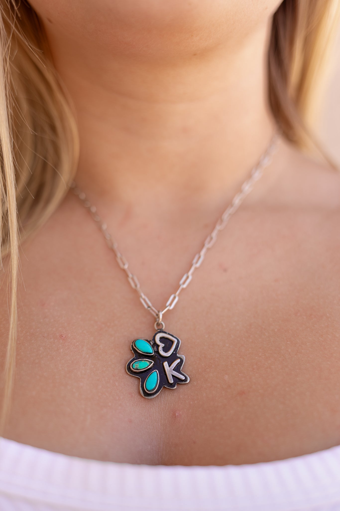 Initial Stone Plate with Heart Sterling Silver Necklace PREORDER-Chain Necklaces-Krush Kandy, Women's Online Fashion Boutique Located in Phoenix, Arizona (Scottsdale Area)