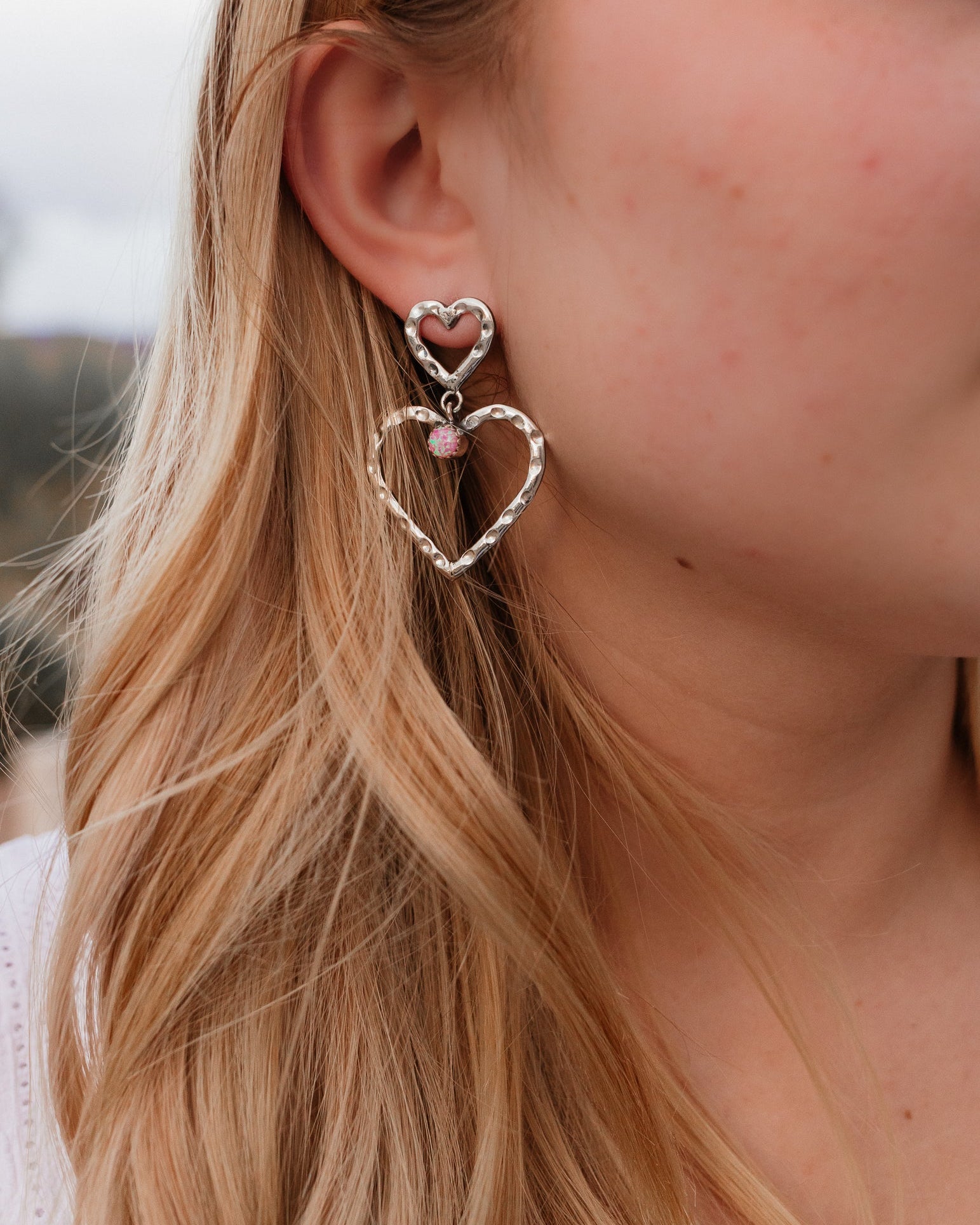 Double The Love Heart Stone Earrings-Drop Earrings-Krush Kandy, Women's Online Fashion Boutique Located in Phoenix, Arizona (Scottsdale Area)