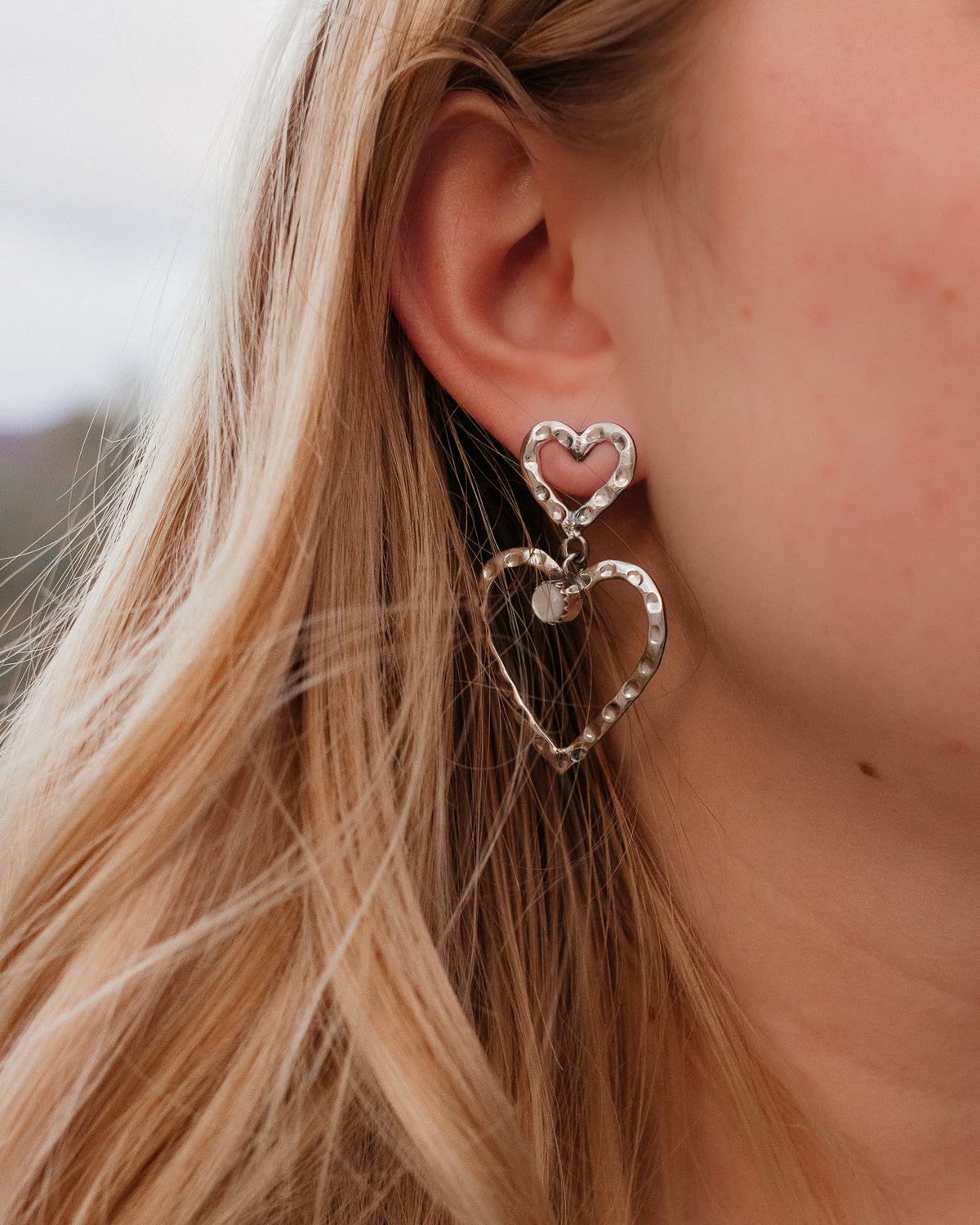 Double The Love Heart Stone Earrings-Drop Earrings-Krush Kandy, Women's Online Fashion Boutique Located in Phoenix, Arizona (Scottsdale Area)