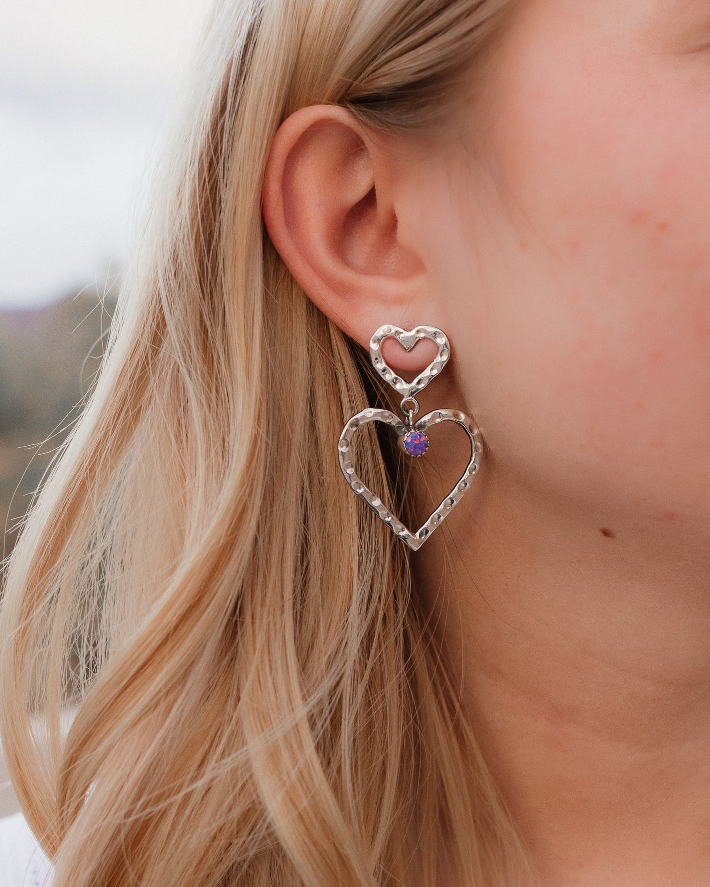 Double The Love Heart Stone Earrings-Drop Earrings-Krush Kandy, Women's Online Fashion Boutique Located in Phoenix, Arizona (Scottsdale Area)