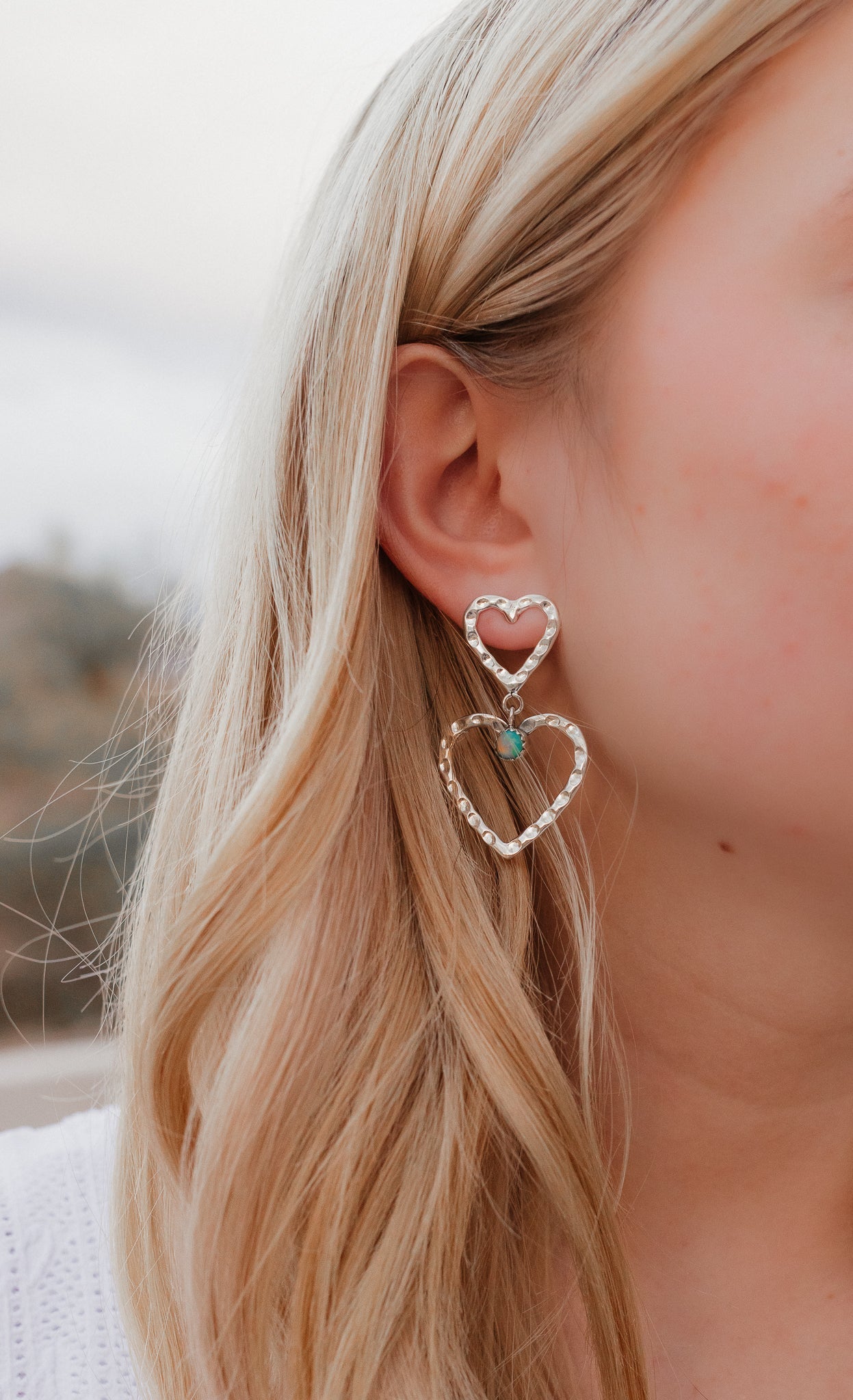 Double The Love Heart Stone Earrings-Drop Earrings-Krush Kandy, Women's Online Fashion Boutique Located in Phoenix, Arizona (Scottsdale Area)