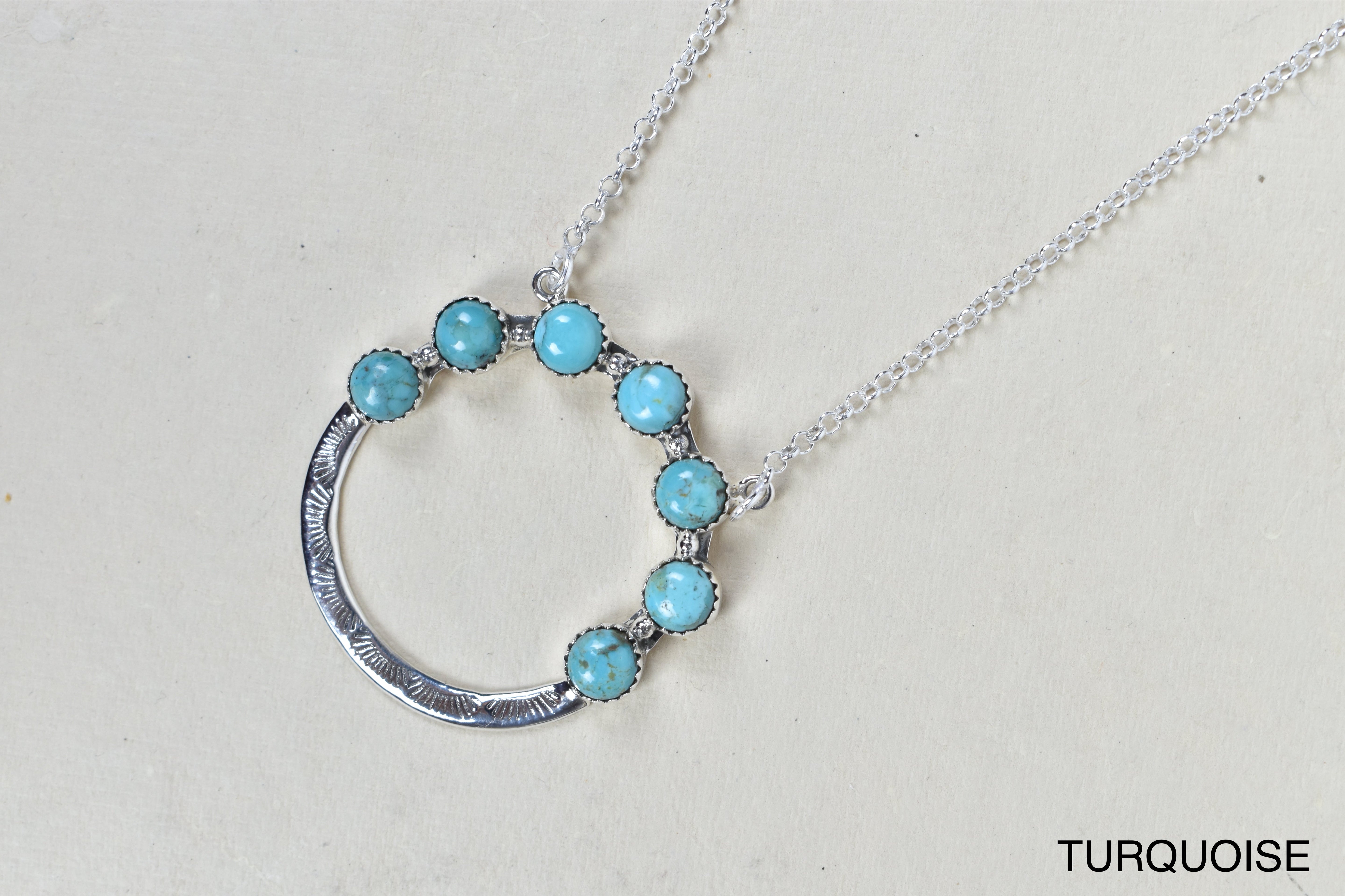 Luna's Crescent Gemstone Necklace-Pendant Necklaces-Krush Kandy, Women's Online Fashion Boutique Located in Phoenix, Arizona (Scottsdale Area)