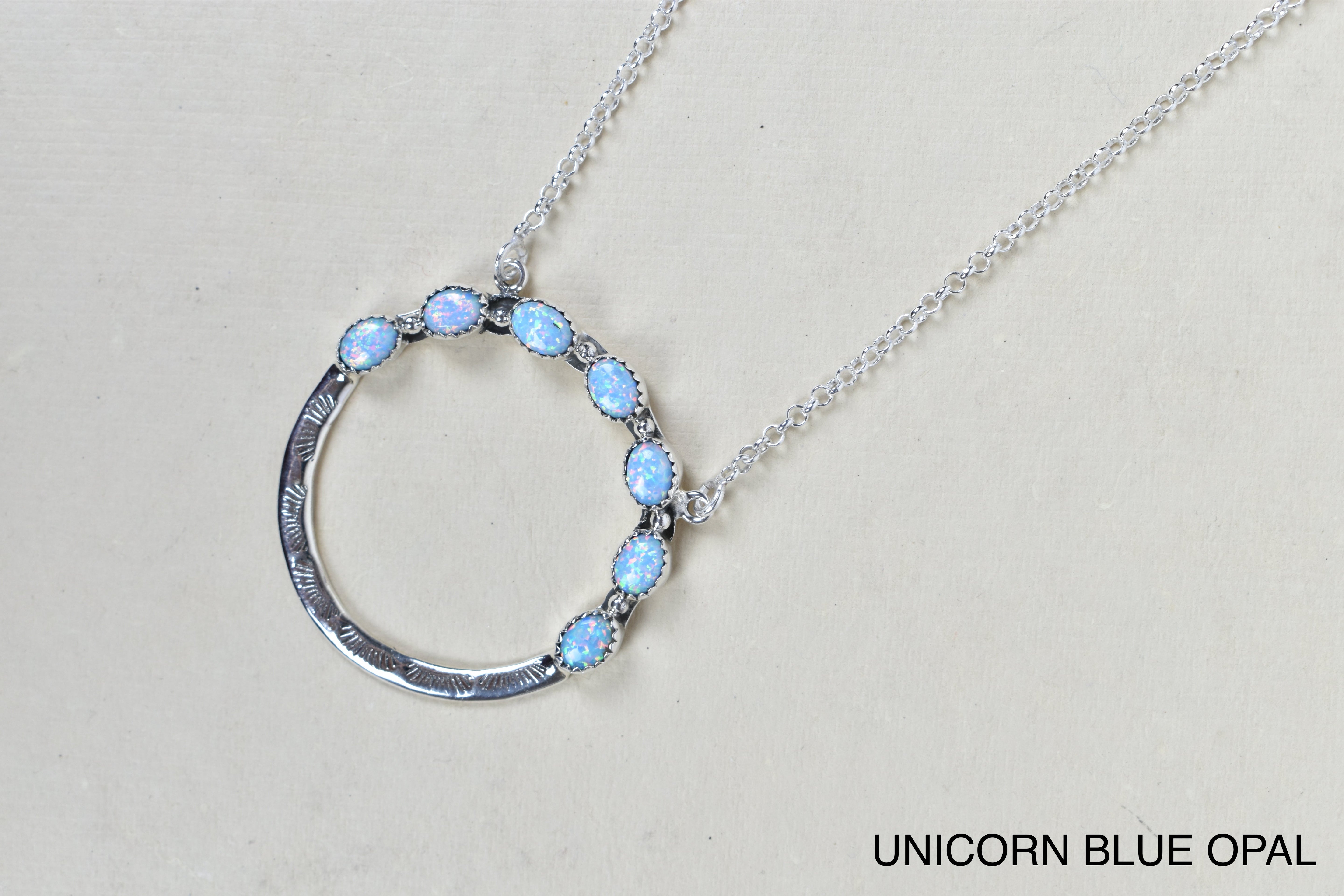 Luna's Crescent Gemstone Necklace-Pendant Necklaces-Krush Kandy, Women's Online Fashion Boutique Located in Phoenix, Arizona (Scottsdale Area)