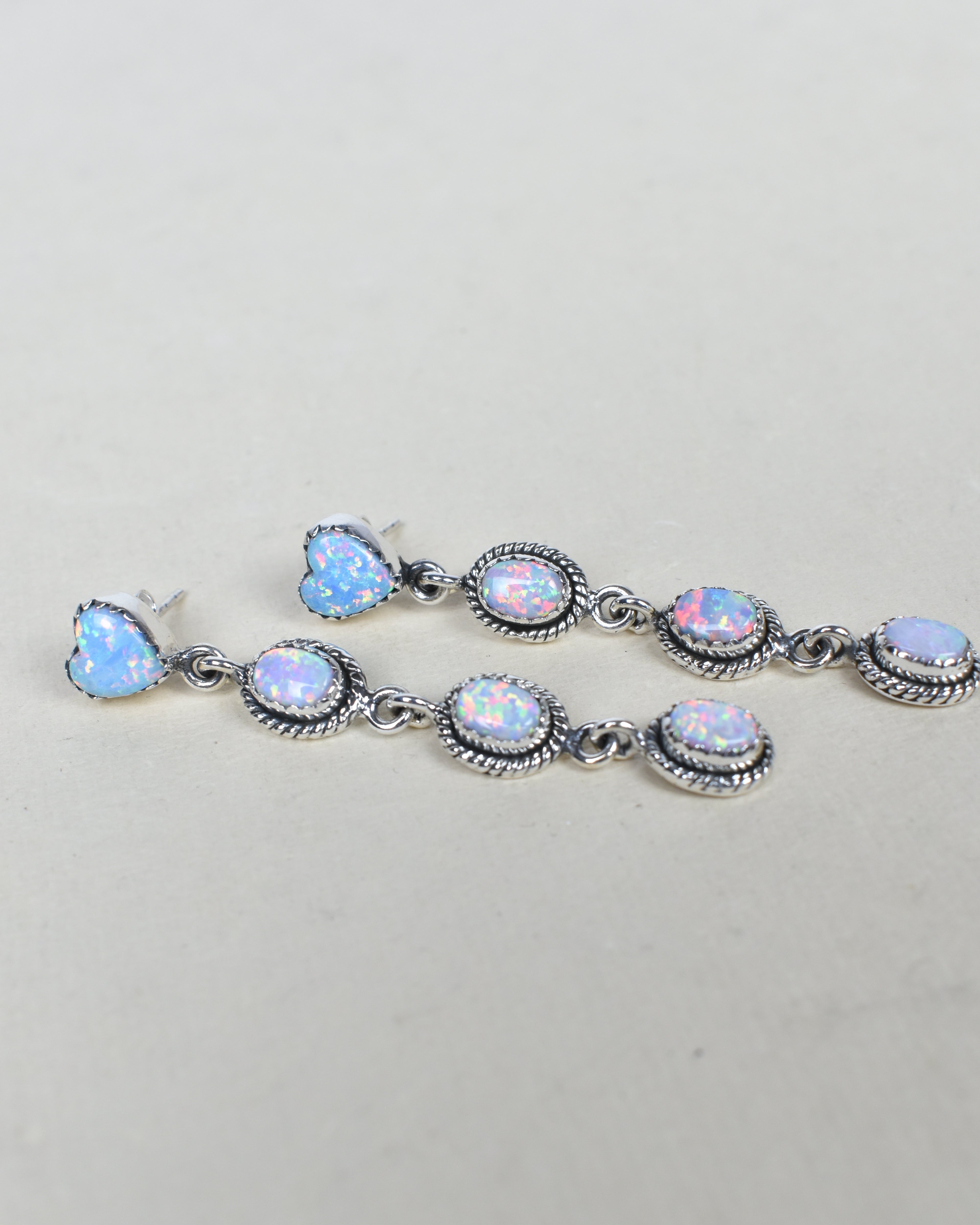 Heart And Stone Dangle Earrings-Drop Earrings-Krush Kandy, Women's Online Fashion Boutique Located in Phoenix, Arizona (Scottsdale Area)