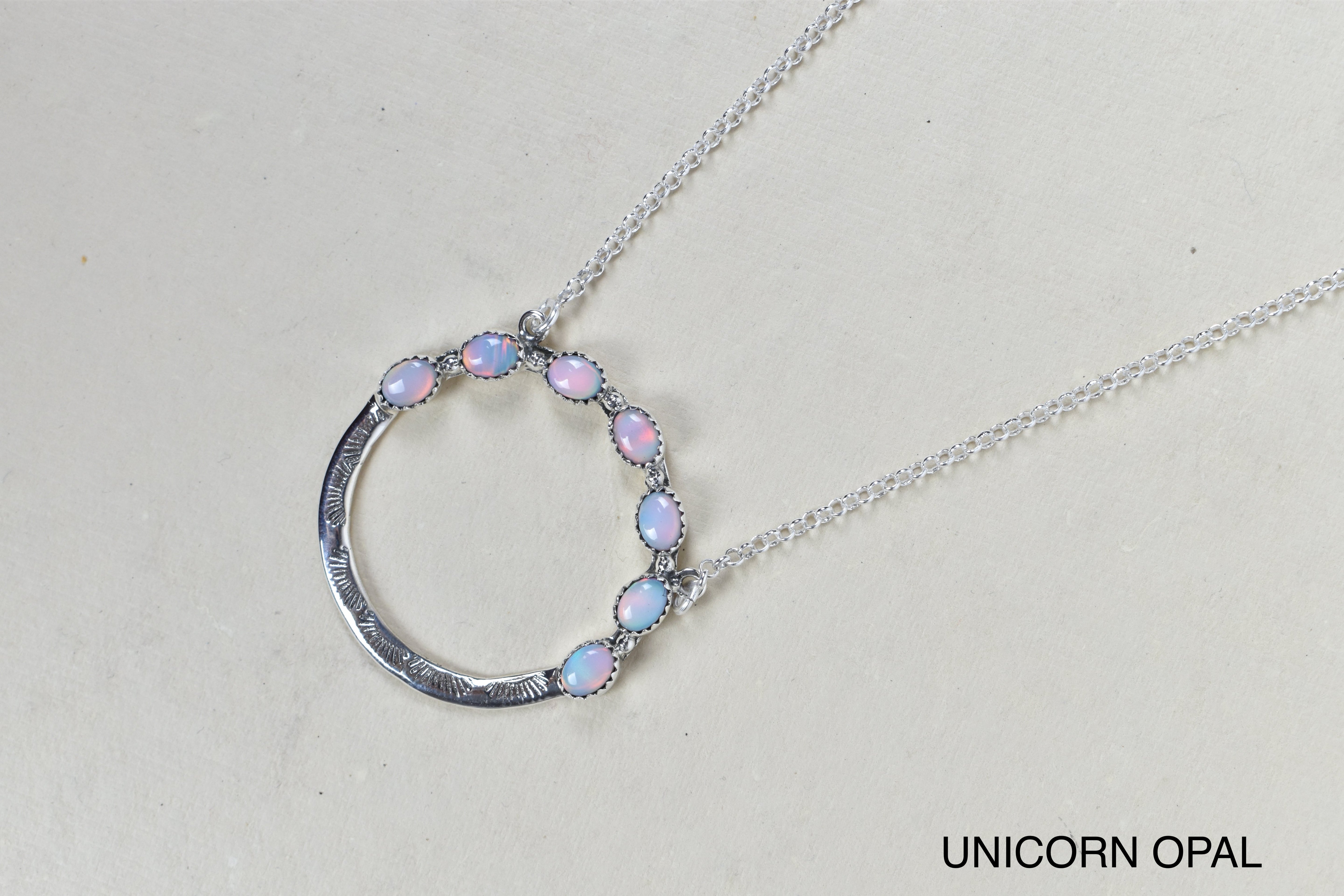 Luna's Crescent Gemstone Necklace-Pendant Necklaces-Krush Kandy, Women's Online Fashion Boutique Located in Phoenix, Arizona (Scottsdale Area)