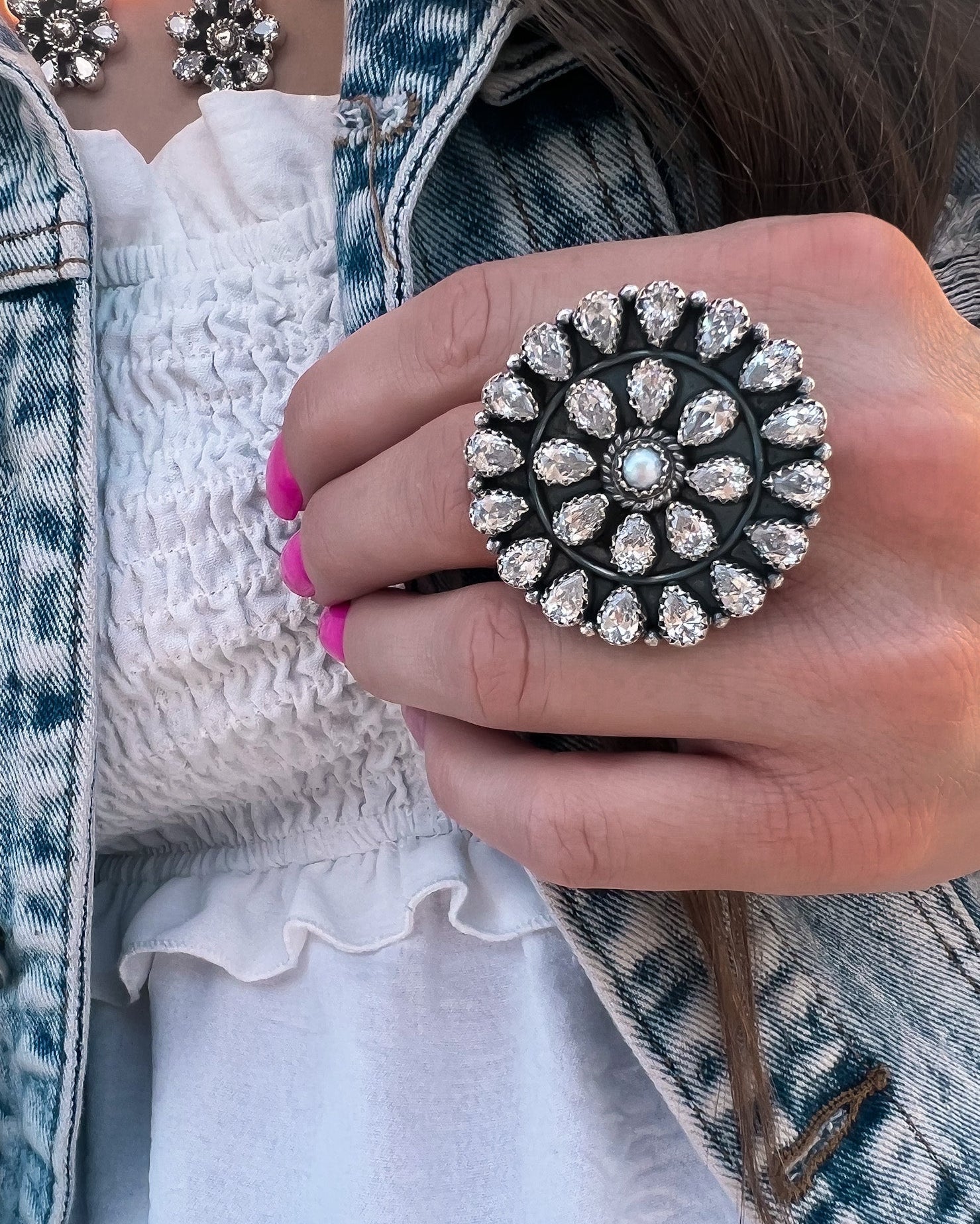 Crystal Cluster Sterling Silver Ring-Krush Kandy, Women's Online Fashion Boutique Located in Phoenix, Arizona (Scottsdale Area)