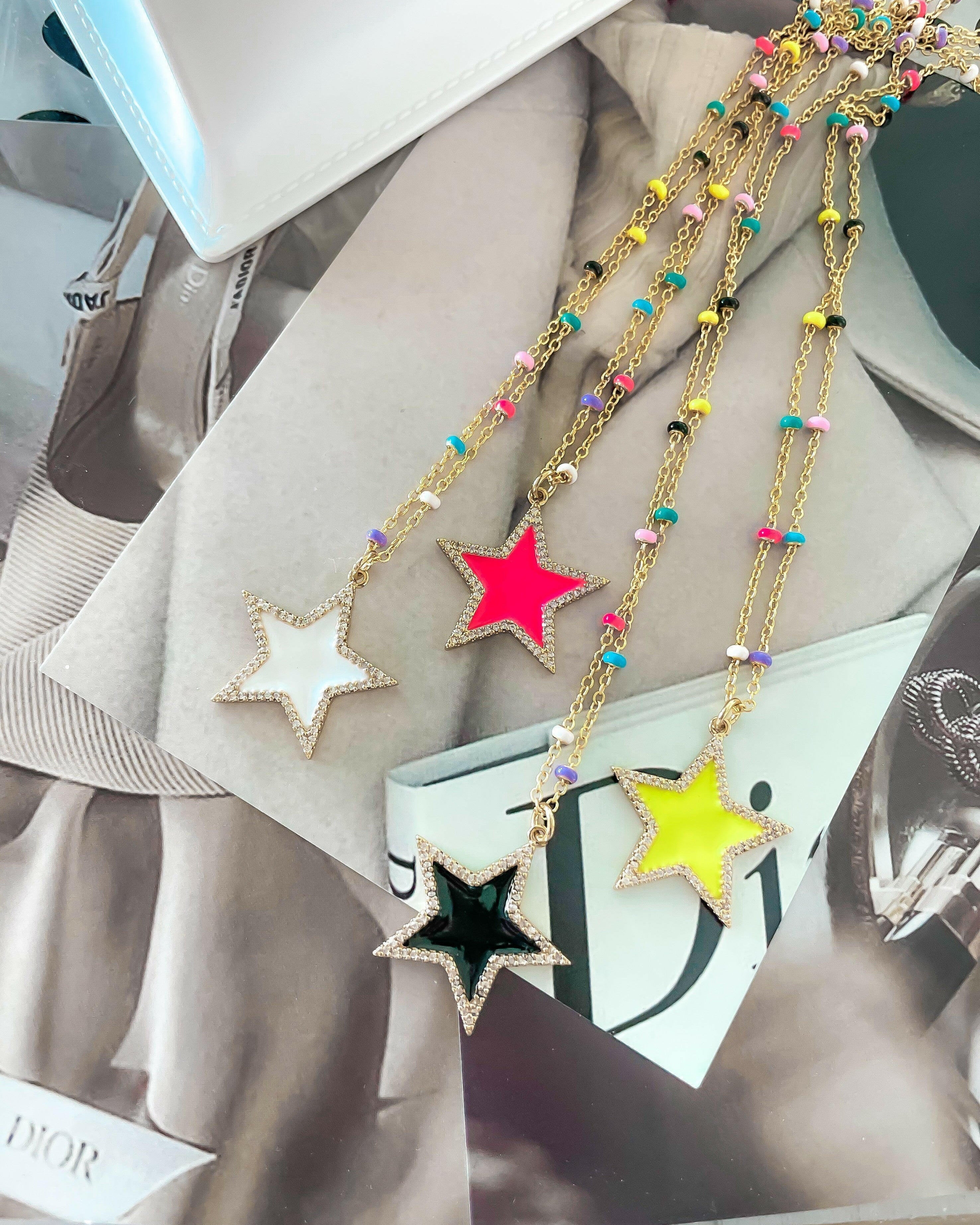The Cutest Enamel Star Necklace-Necklaces-Krush Kandy, Women's Online Fashion Boutique Located in Phoenix, Arizona (Scottsdale Area)