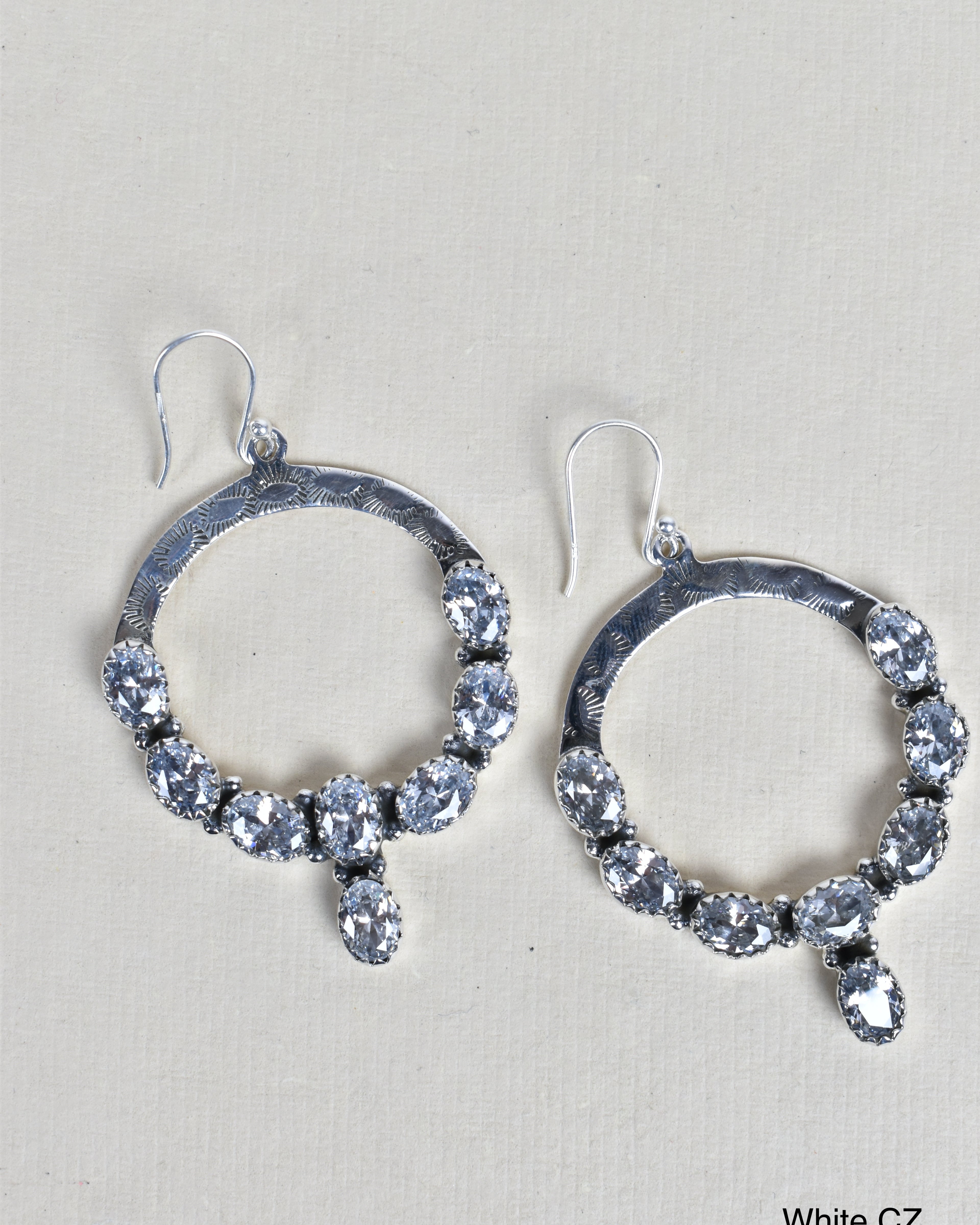 Hammered Hoop & Gemmed Loop Earring-Hoop Earrings-Krush Kandy, Women's Online Fashion Boutique Located in Phoenix, Arizona (Scottsdale Area)
