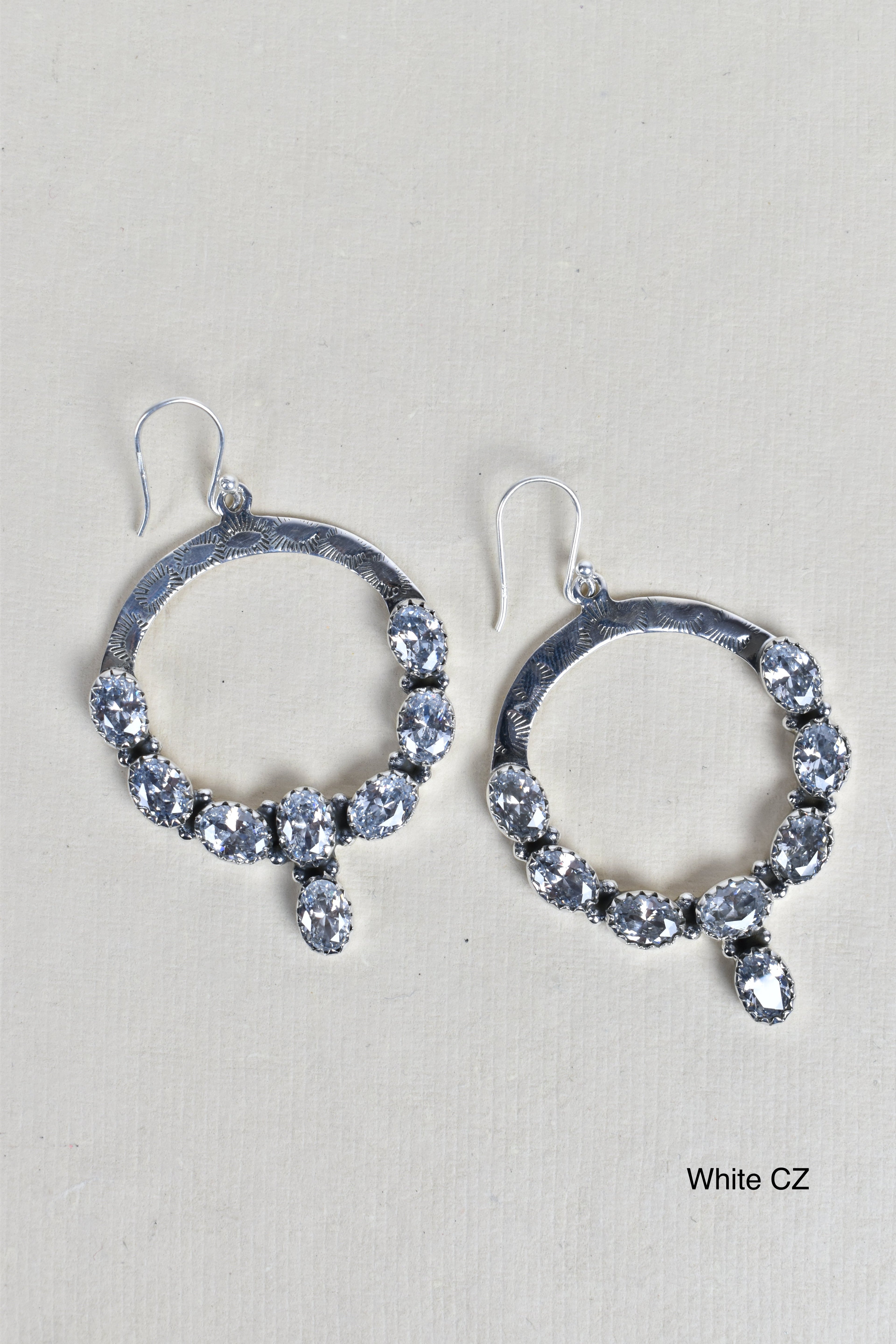 Hammered Hoop & Gemmed Loop Earring-Hoop Earrings-Krush Kandy, Women's Online Fashion Boutique Located in Phoenix, Arizona (Scottsdale Area)