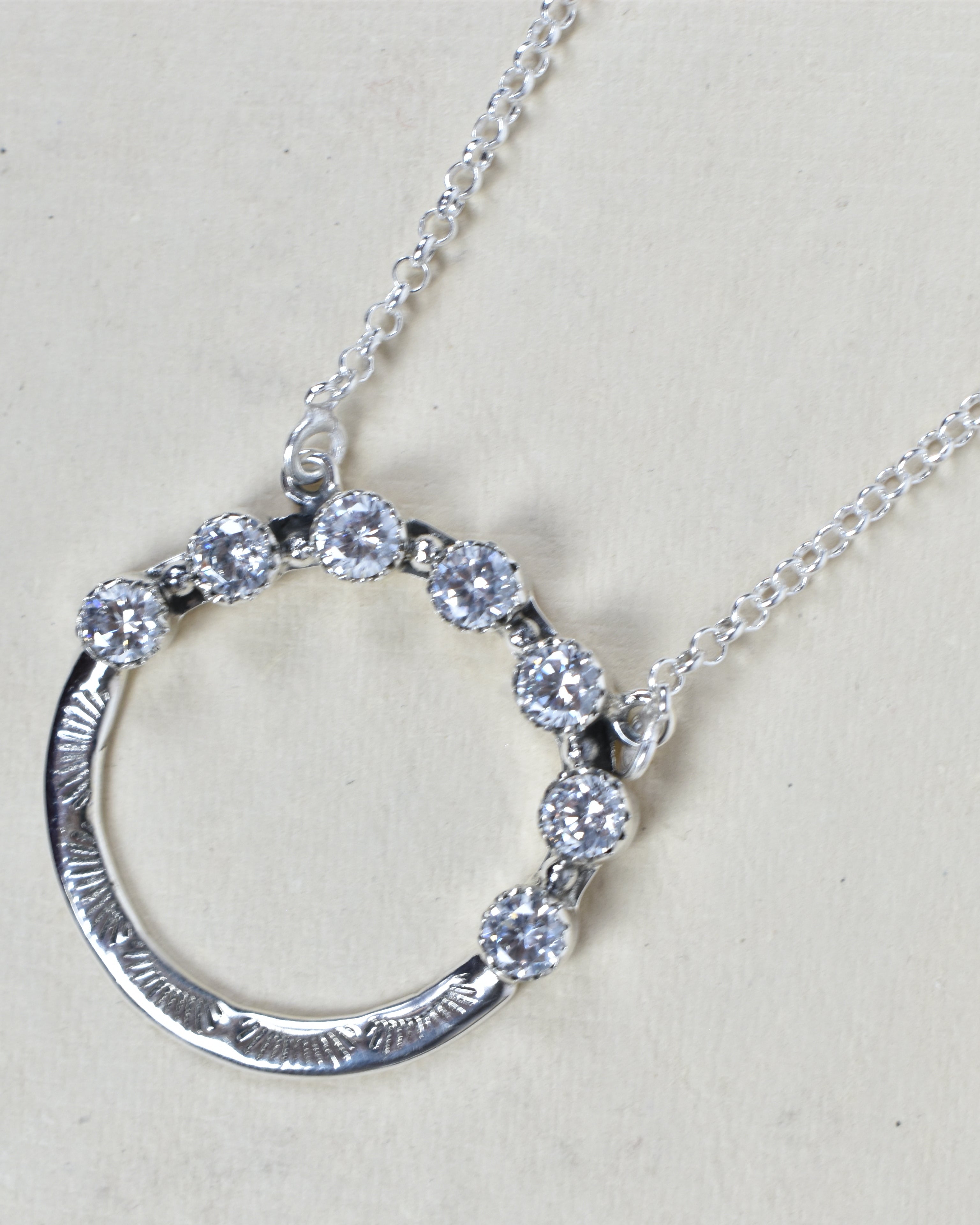 Luna's Crescent Gemstone Necklace-Pendant Necklaces-Krush Kandy, Women's Online Fashion Boutique Located in Phoenix, Arizona (Scottsdale Area)