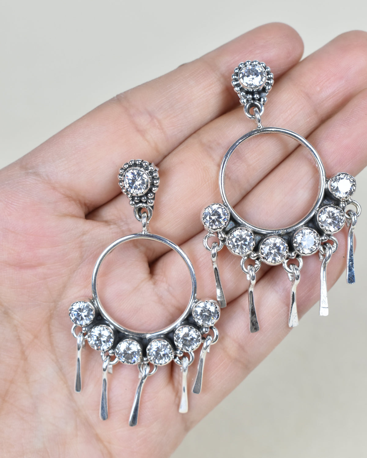 7 Jewel Hoop Studded Dangle Earring-Drop Earrings-Krush Kandy, Women's Online Fashion Boutique Located in Phoenix, Arizona (Scottsdale Area)
