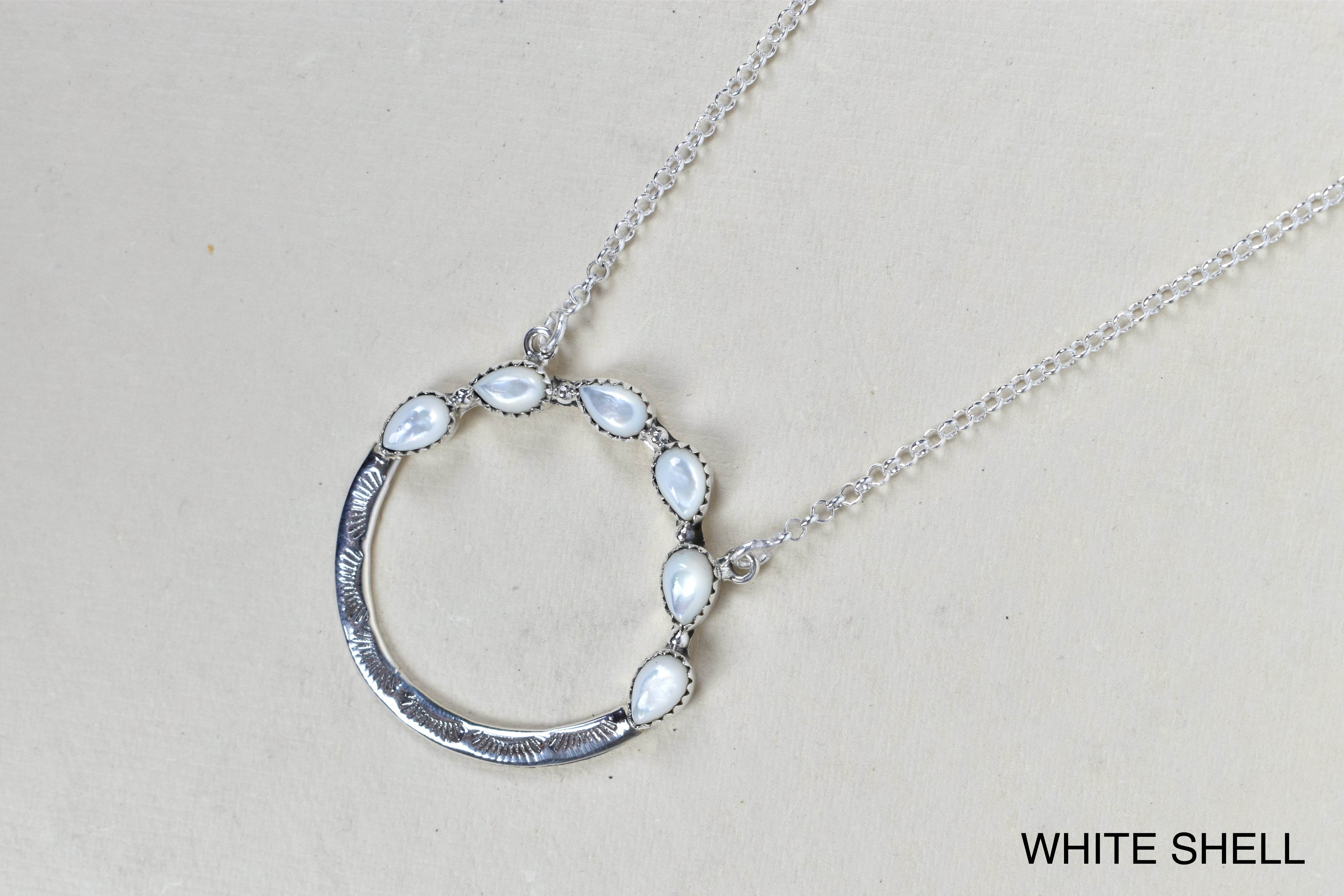 Luna's Crescent Gemstone Necklace-Pendant Necklaces-Krush Kandy, Women's Online Fashion Boutique Located in Phoenix, Arizona (Scottsdale Area)