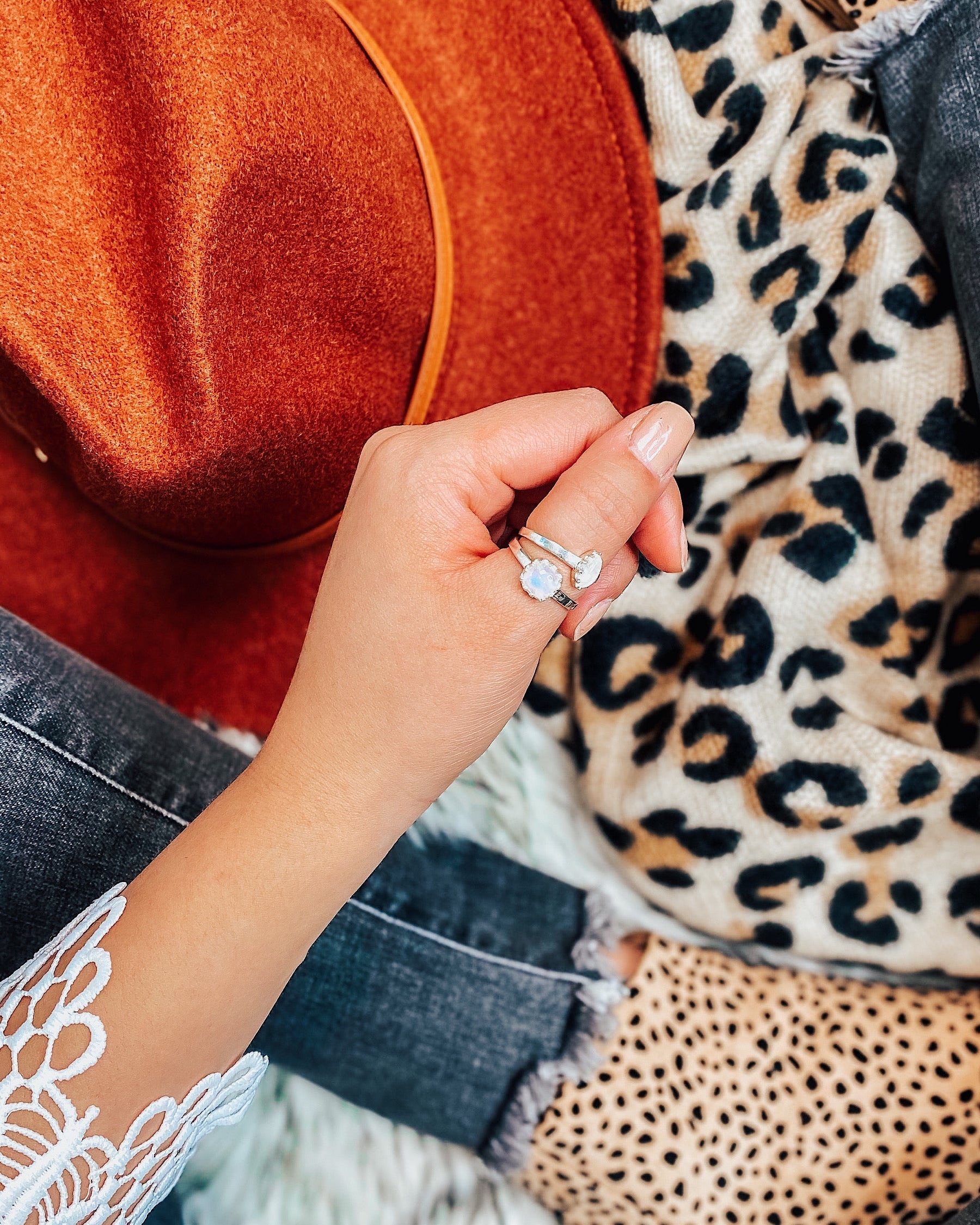 Krush Exclusive: Wide Band Solitaire Moonstone Ring-Band Rings-Krush Kandy, Women's Online Fashion Boutique Located in Phoenix, Arizona (Scottsdale Area)