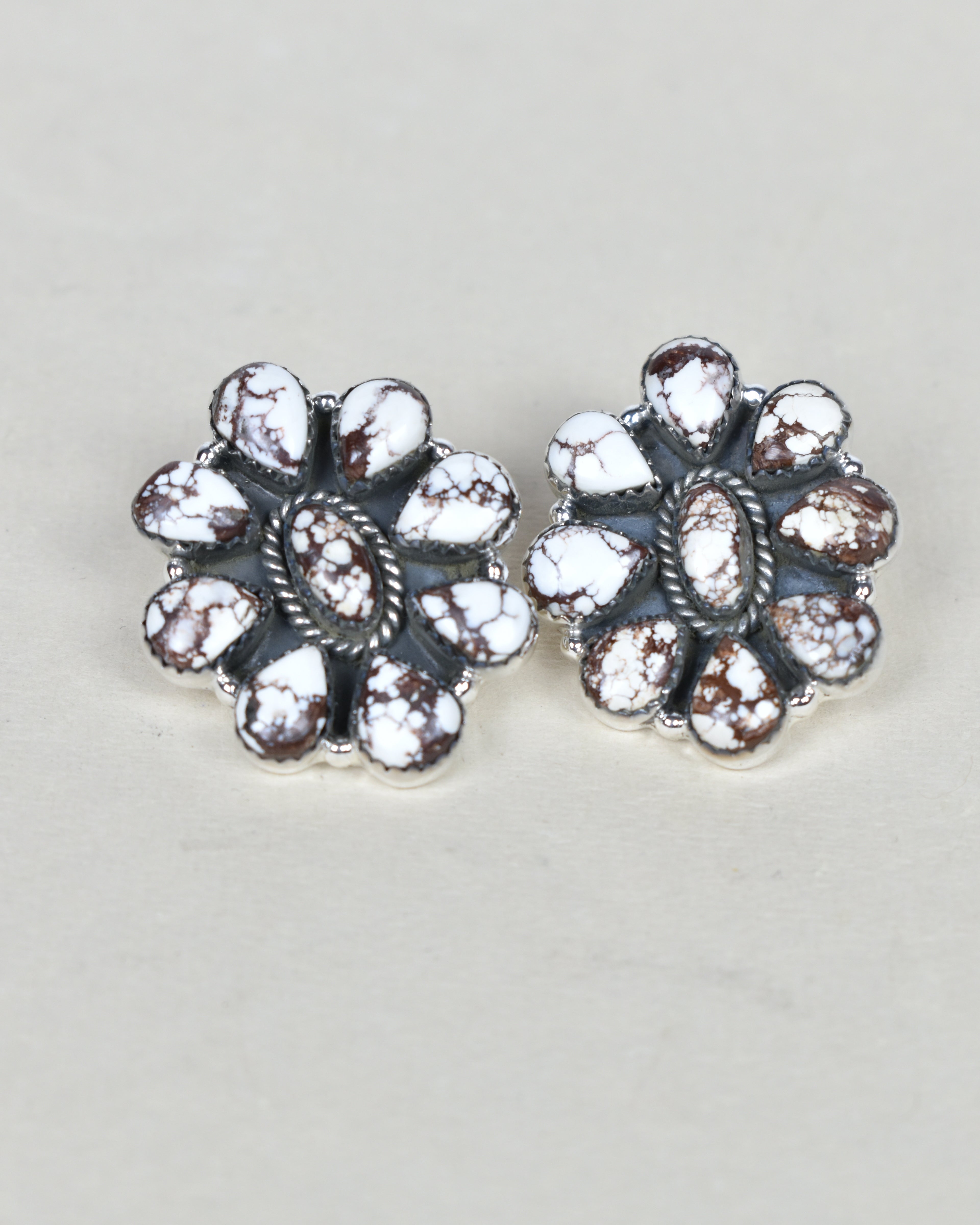 Stone Blossom Sterling Silver Earrings-Stud Earrings-Krush Kandy, Women's Online Fashion Boutique Located in Phoenix, Arizona (Scottsdale Area)