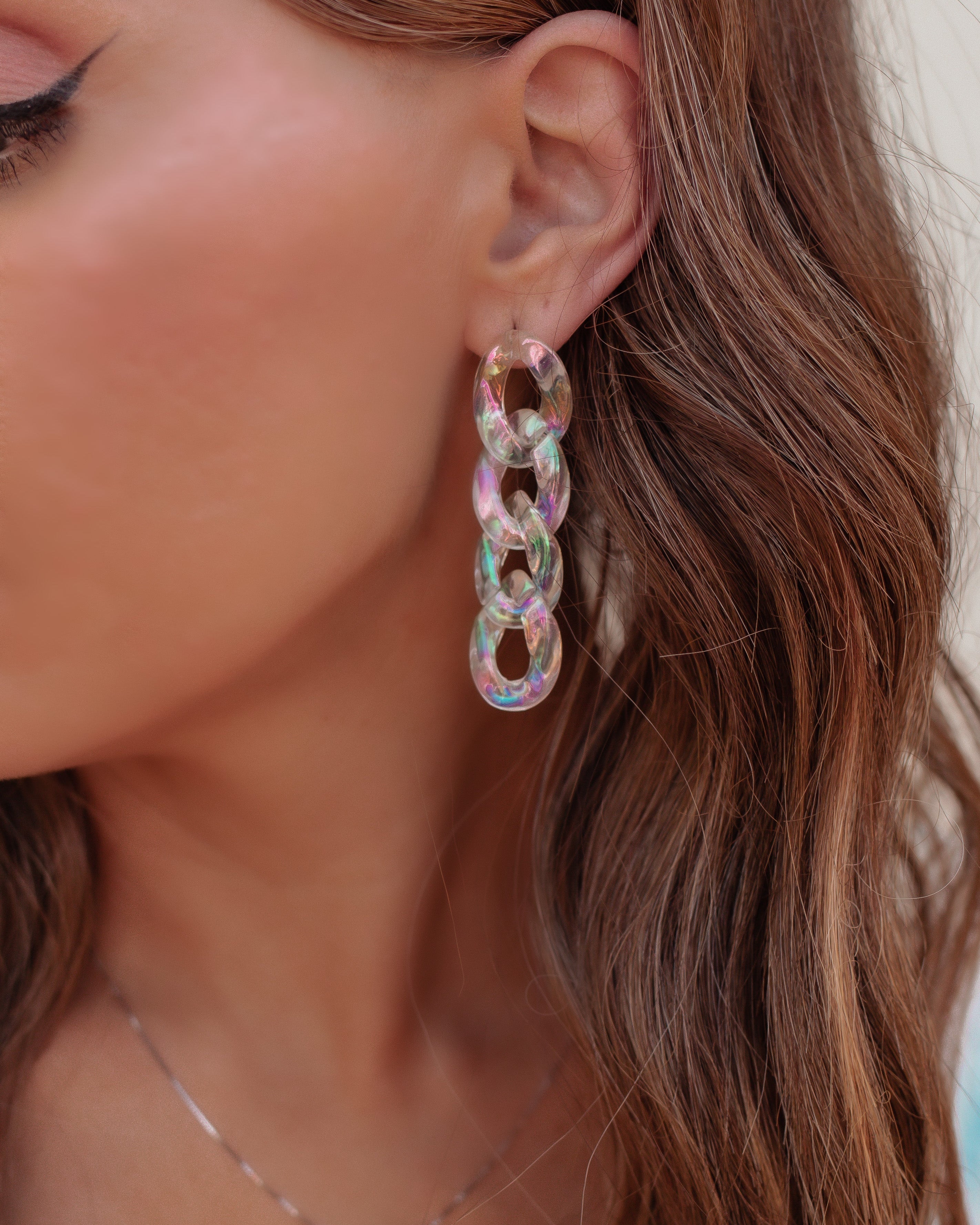 Enjoy It Rainbow Acrylic Chain Link Earrings-Drop Earrings-Krush Kandy, Women's Online Fashion Boutique Located in Phoenix, Arizona (Scottsdale Area)