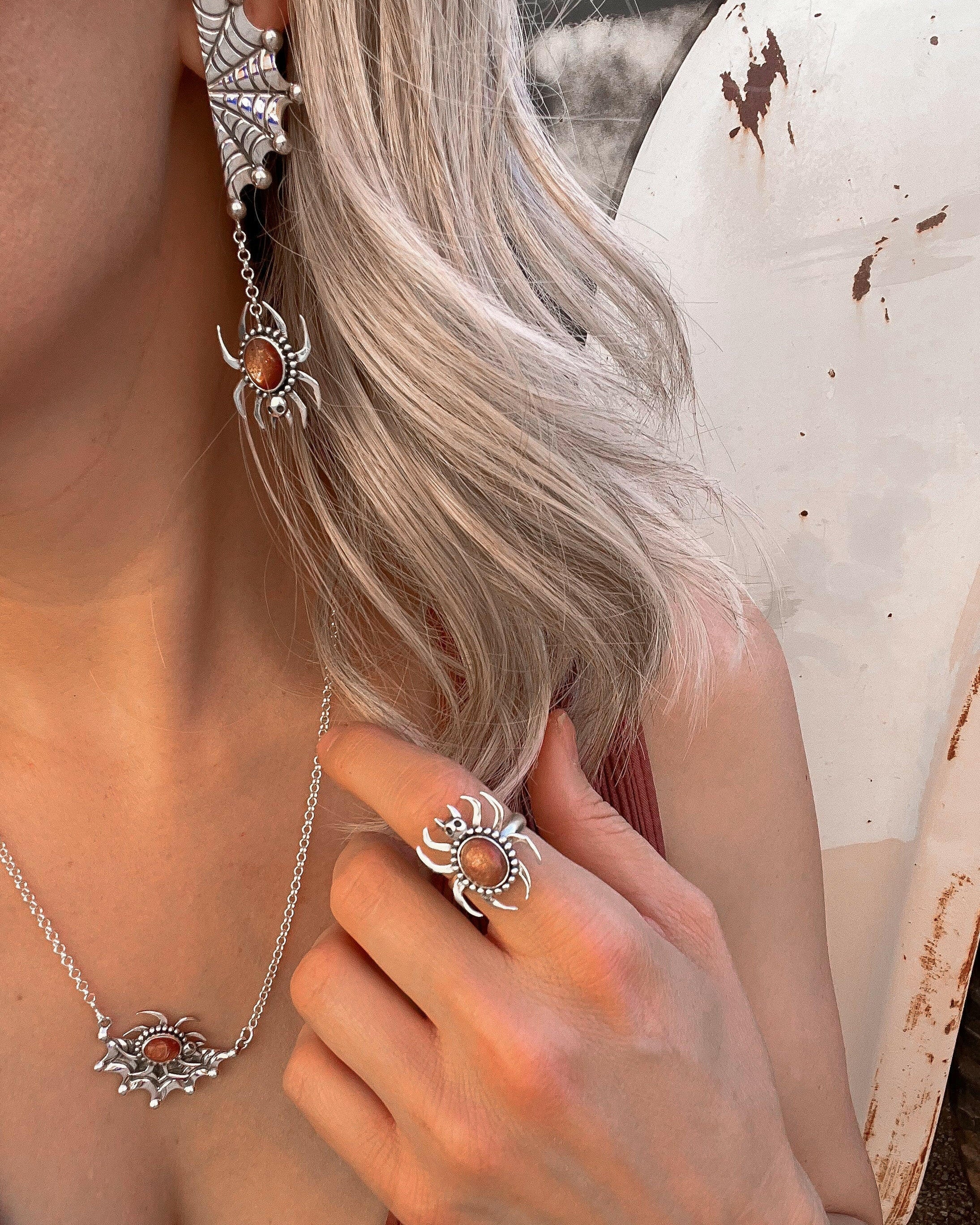 Half Web Single Stone Necklace | Krush Original-Krush Kandy, Women's Online Fashion Boutique Located in Phoenix, Arizona (Scottsdale Area)