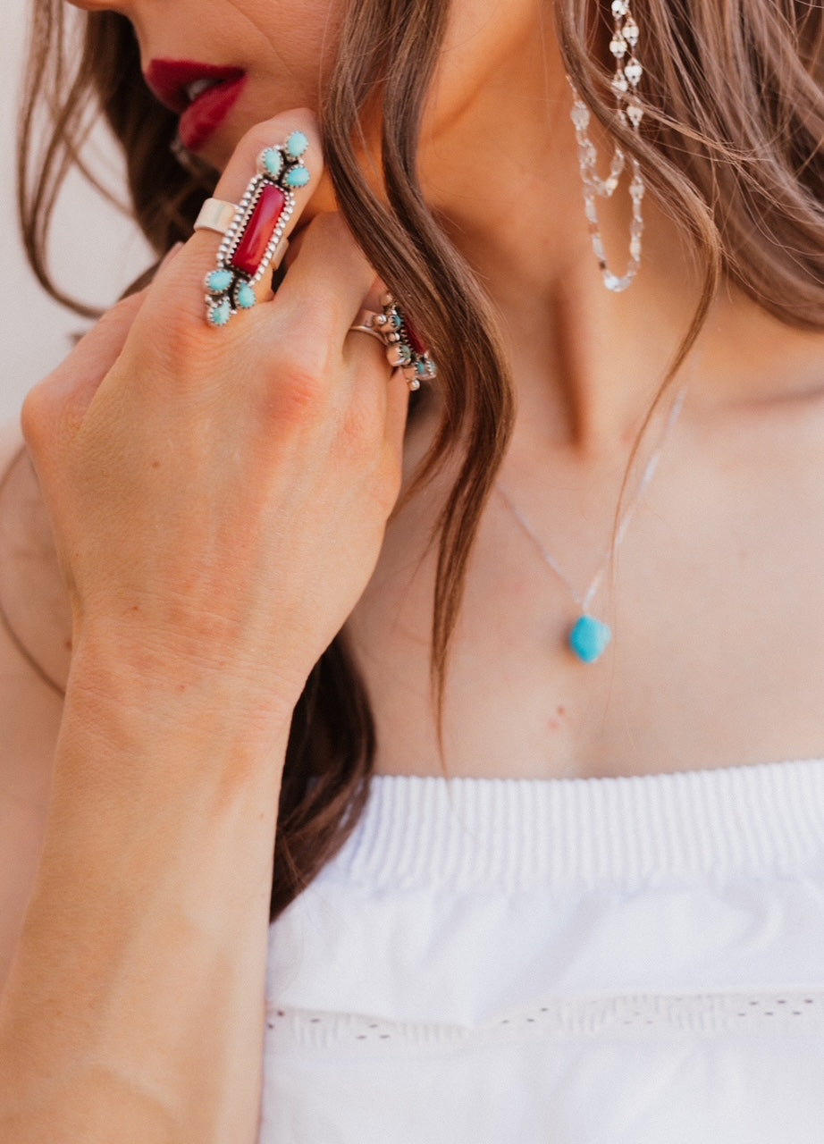 Turquoise Slab Minimalist Necklace-Necklaces-Krush Kandy, Women's Online Fashion Boutique Located in Phoenix, Arizona (Scottsdale Area)