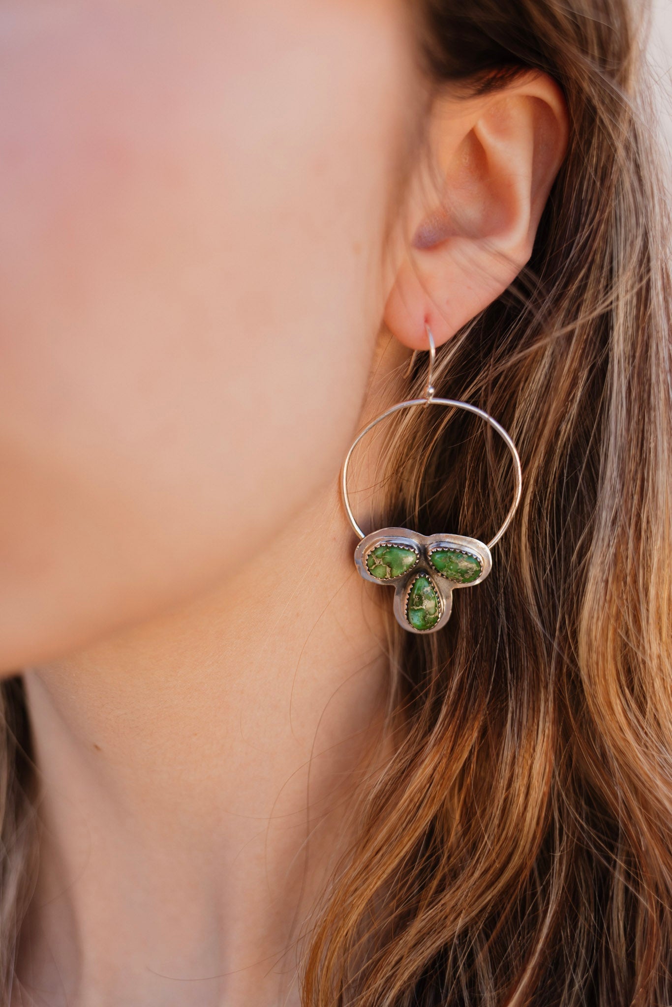 Three Stone Cluster Hoop Earrings-Earrings-Krush Kandy, Women's Online Fashion Boutique Located in Phoenix, Arizona (Scottsdale Area)