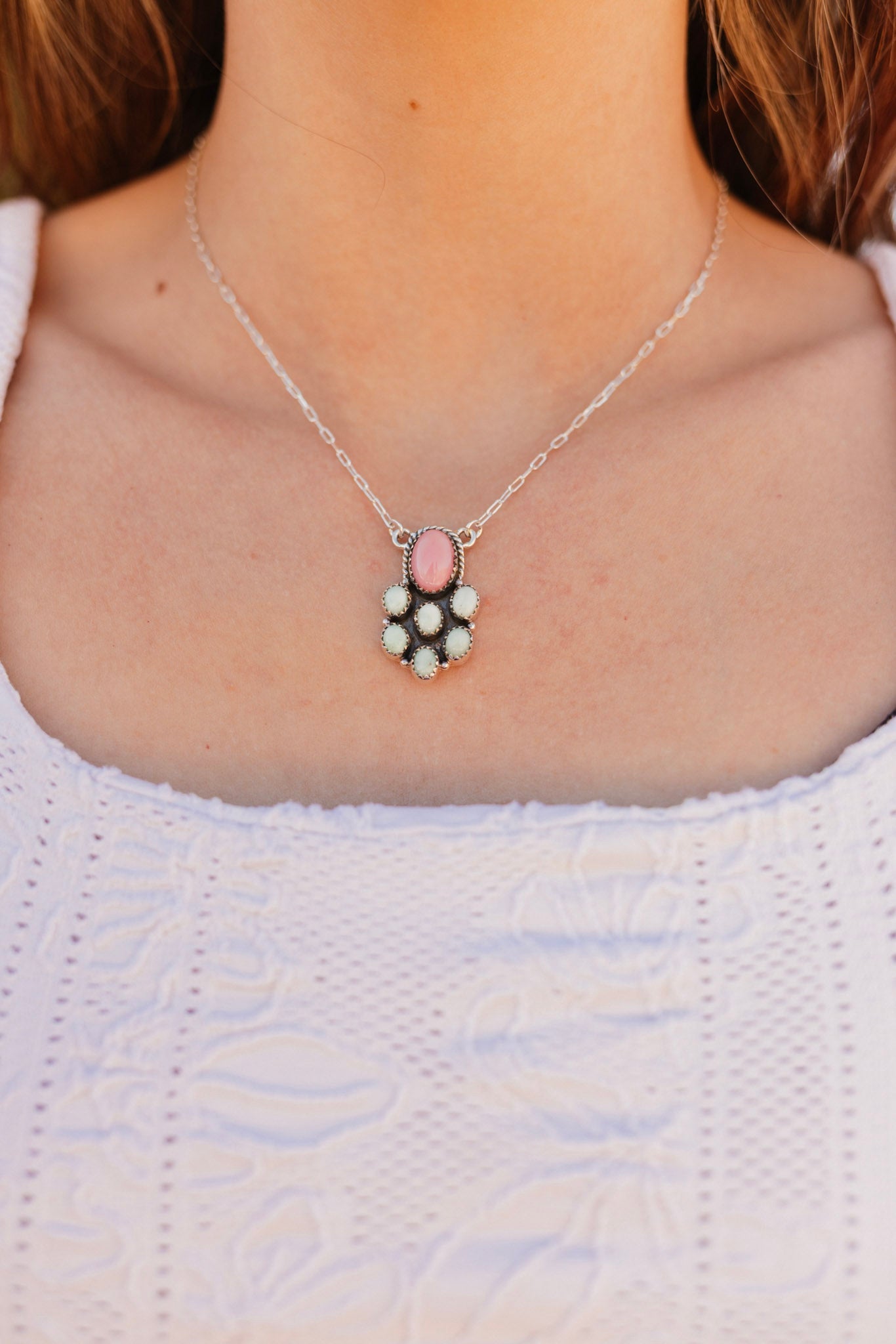 Desert Cluster Paloma & Pink Conch Necklace-Necklaces-Krush Kandy, Women's Online Fashion Boutique Located in Phoenix, Arizona (Scottsdale Area)