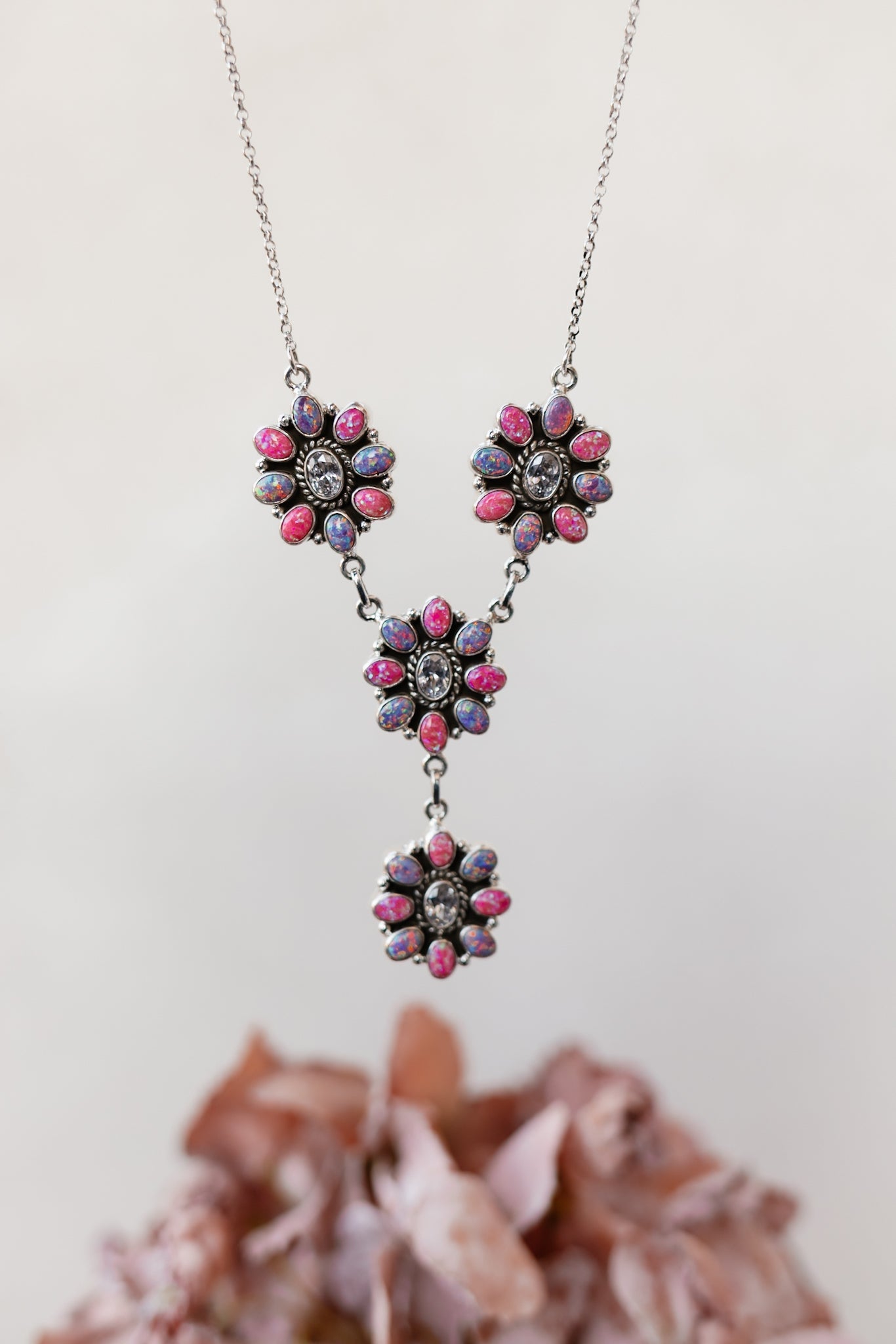 Lariat Blossom Stone Necklace-Lariat and Y Necklaces-Krush Kandy, Women's Online Fashion Boutique Located in Phoenix, Arizona (Scottsdale Area)