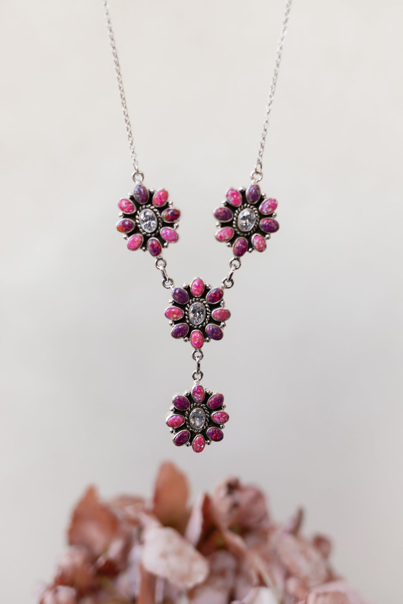 Lariat Blossom Stone Necklace-Lariat and Y Necklaces-Krush Kandy, Women's Online Fashion Boutique Located in Phoenix, Arizona (Scottsdale Area)