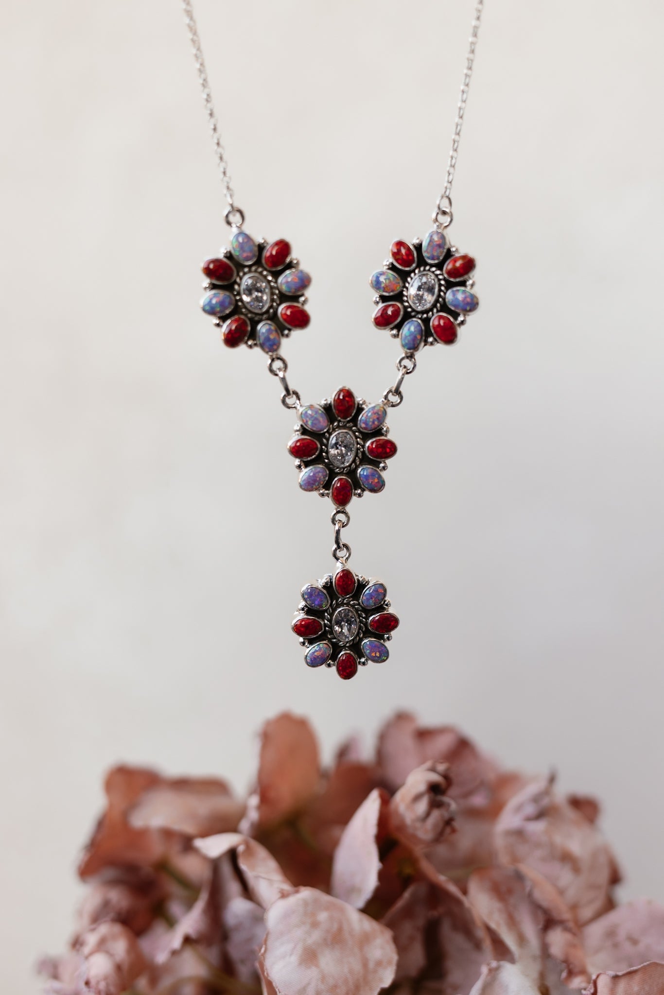Lariat Blossom Stone Necklace-Lariat and Y Necklaces-Krush Kandy, Women's Online Fashion Boutique Located in Phoenix, Arizona (Scottsdale Area)