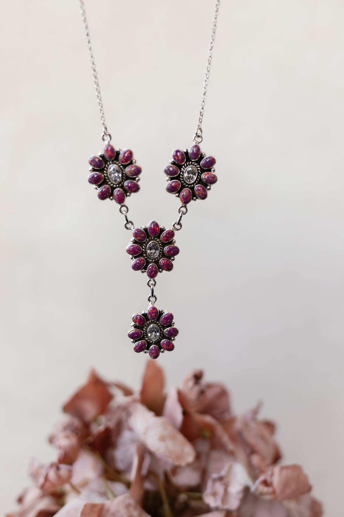 Lariat Blossom Stone Necklace-Lariat and Y Necklaces-Krush Kandy, Women's Online Fashion Boutique Located in Phoenix, Arizona (Scottsdale Area)
