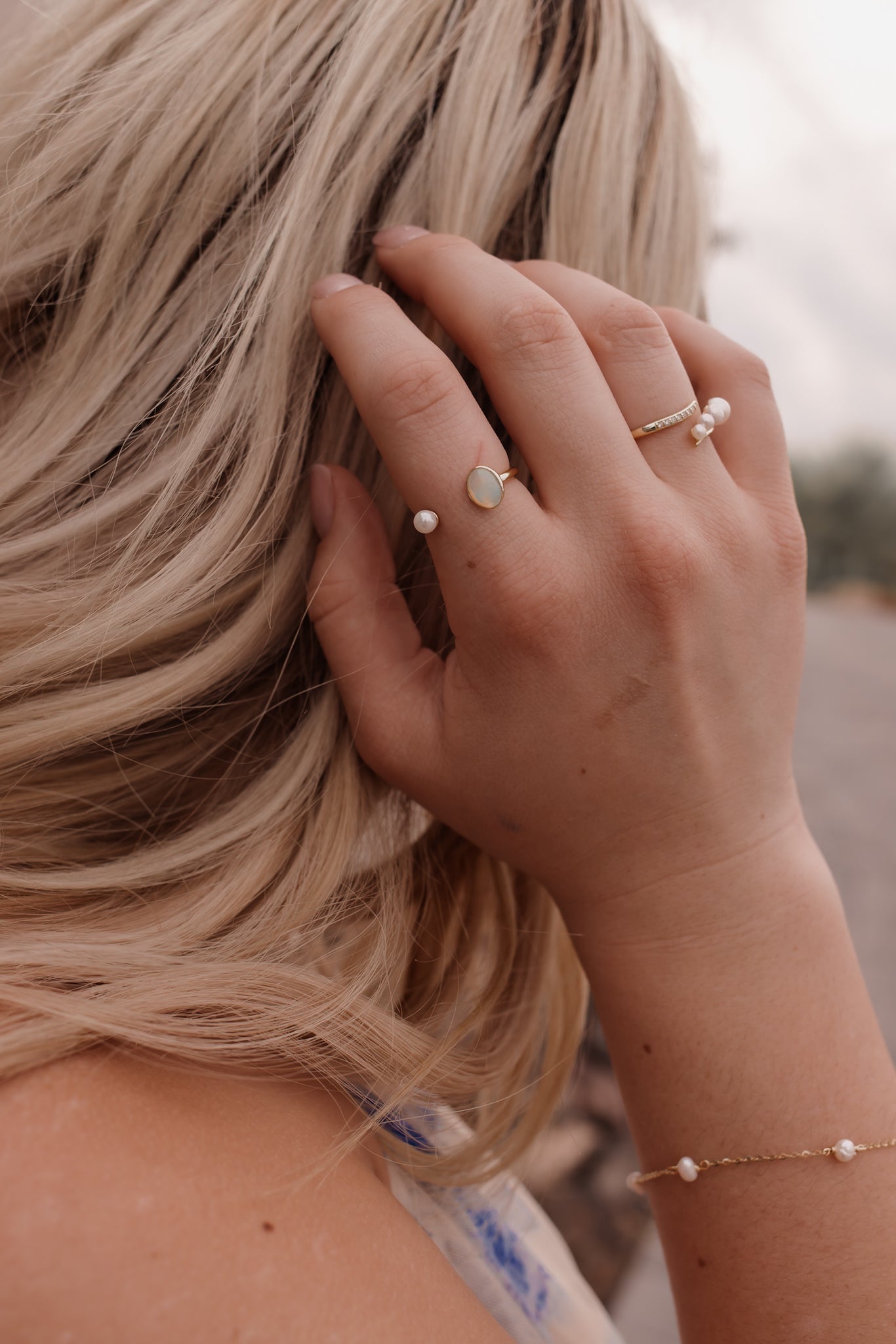 Opal & Pearl Geometric Minimalist Band Ring-Rings-Krush Kandy, Women's Online Fashion Boutique Located in Phoenix, Arizona (Scottsdale Area)