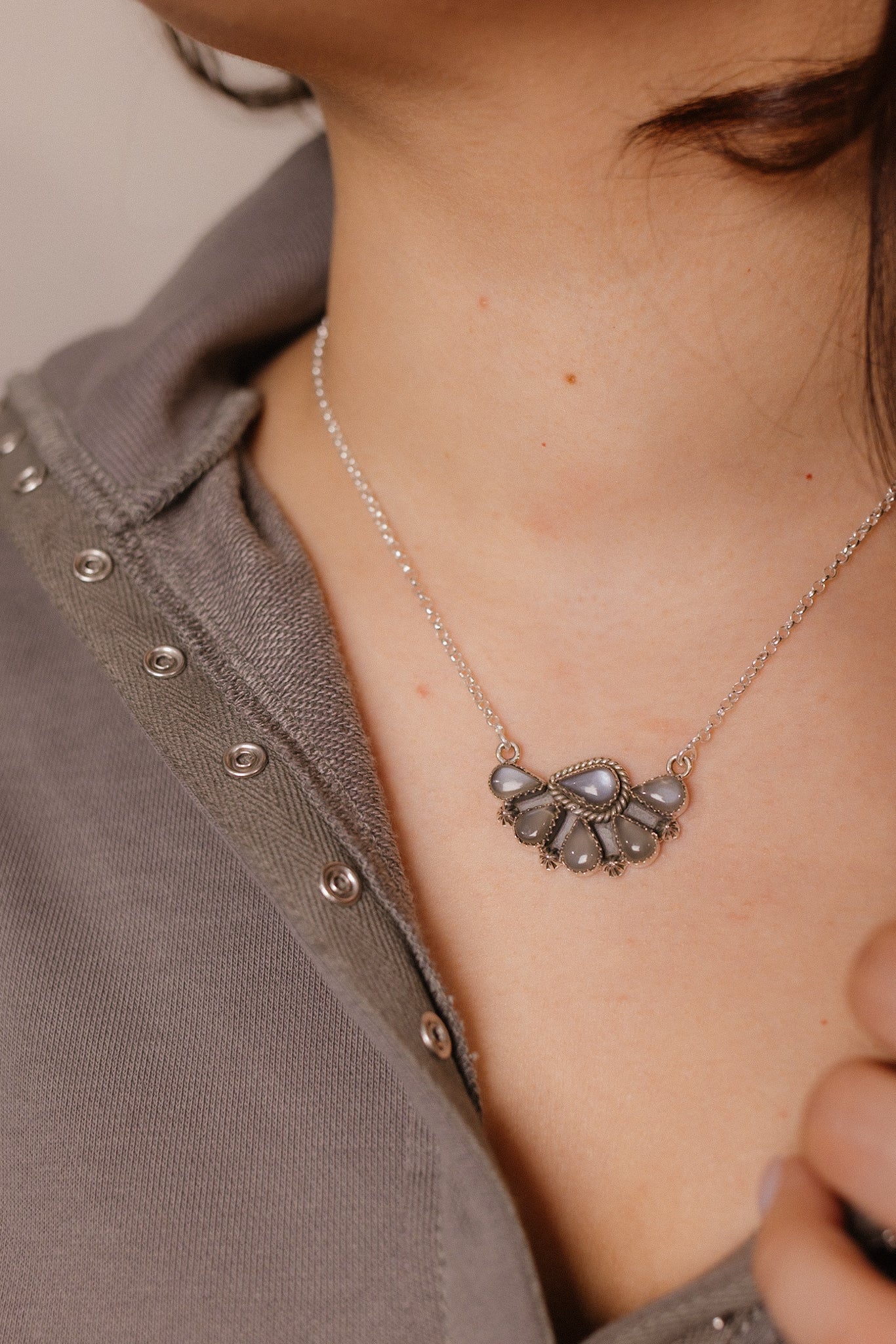 Cute Half Cluster Necklaces-Squash Blossom Necklaces-Krush Kandy, Women's Online Fashion Boutique Located in Phoenix, Arizona (Scottsdale Area)