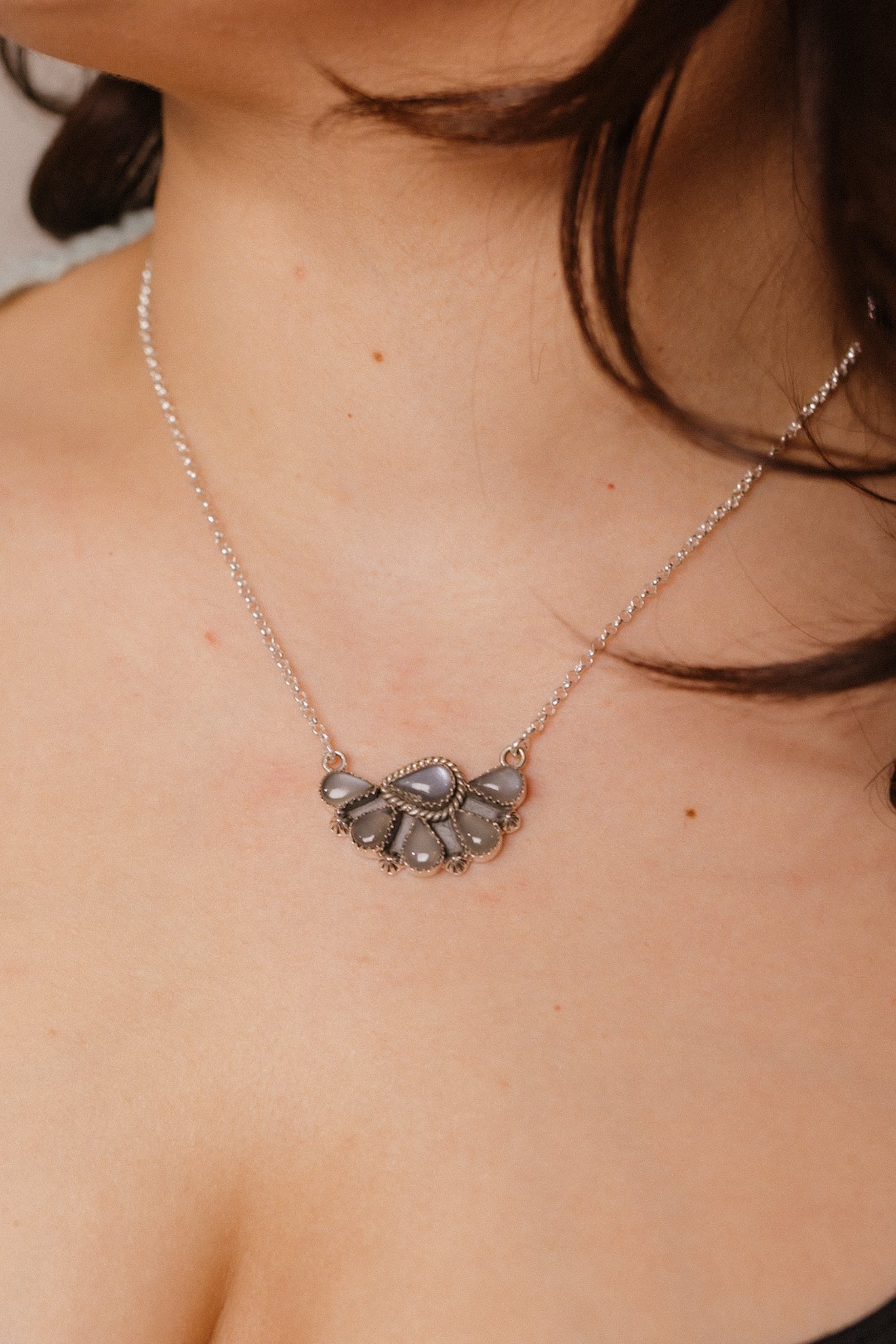 Cute Half Cluster Necklaces-Squash Blossom Necklaces-Krush Kandy, Women's Online Fashion Boutique Located in Phoenix, Arizona (Scottsdale Area)