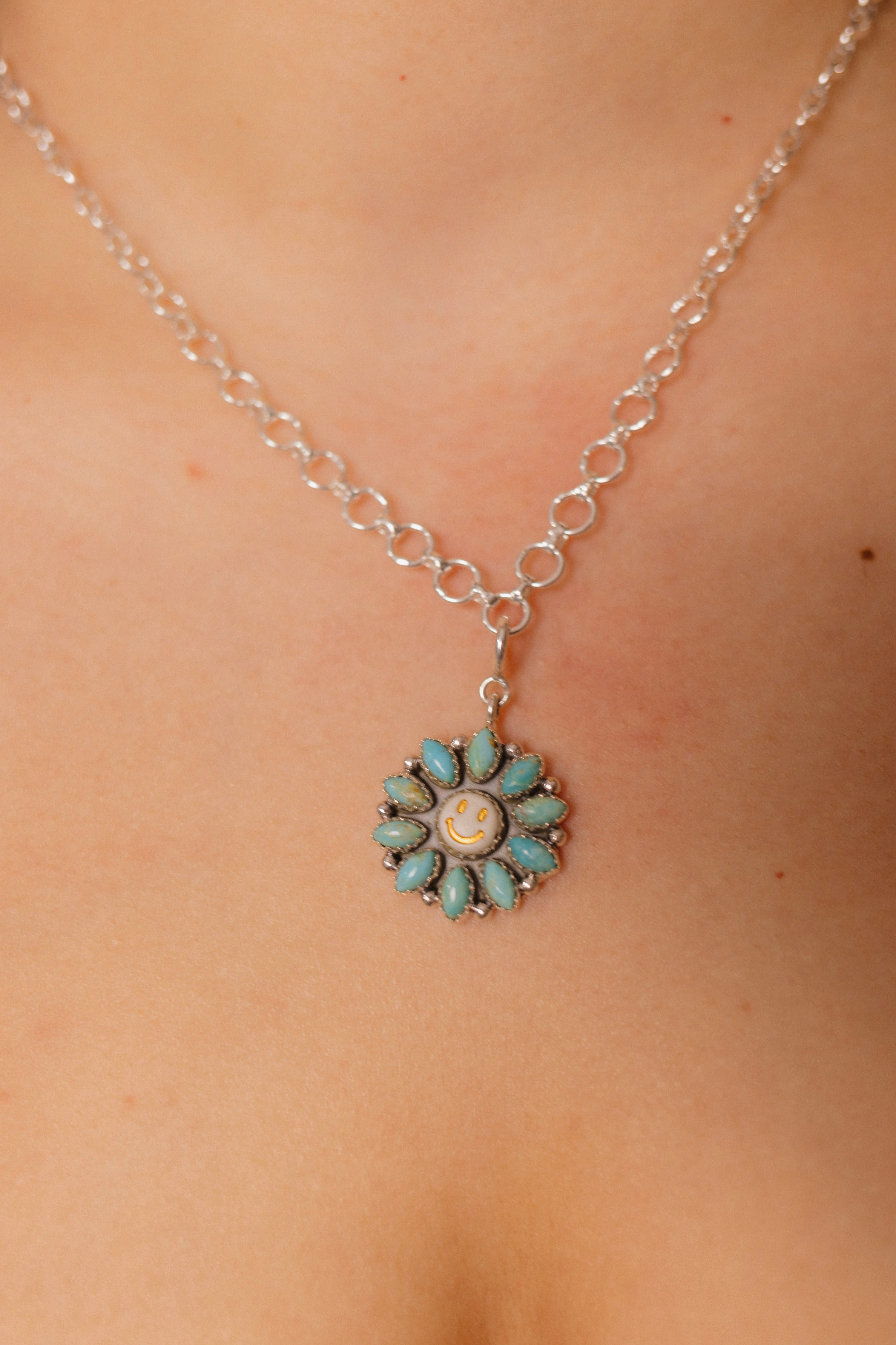 Turquoise Smiley Cluster Charms-Necklaces-Krush Kandy, Women's Online Fashion Boutique Located in Phoenix, Arizona (Scottsdale Area)