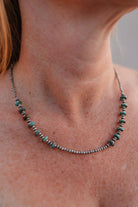 Turquoise Slab & Mini Desert Pearl Necklace-Lariat and Y Necklaces-Krush Kandy, Women's Online Fashion Boutique Located in Phoenix, Arizona (Scottsdale Area)