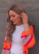Hammered Hoop & Gemmed Loop Earring-Hoop Earrings-Krush Kandy, Women's Online Fashion Boutique Located in Phoenix, Arizona (Scottsdale Area)