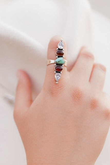 Amber, Turquoise & CZ Crawler-Crawler Rings-Krush Kandy, Women's Online Fashion Boutique Located in Phoenix, Arizona (Scottsdale Area)