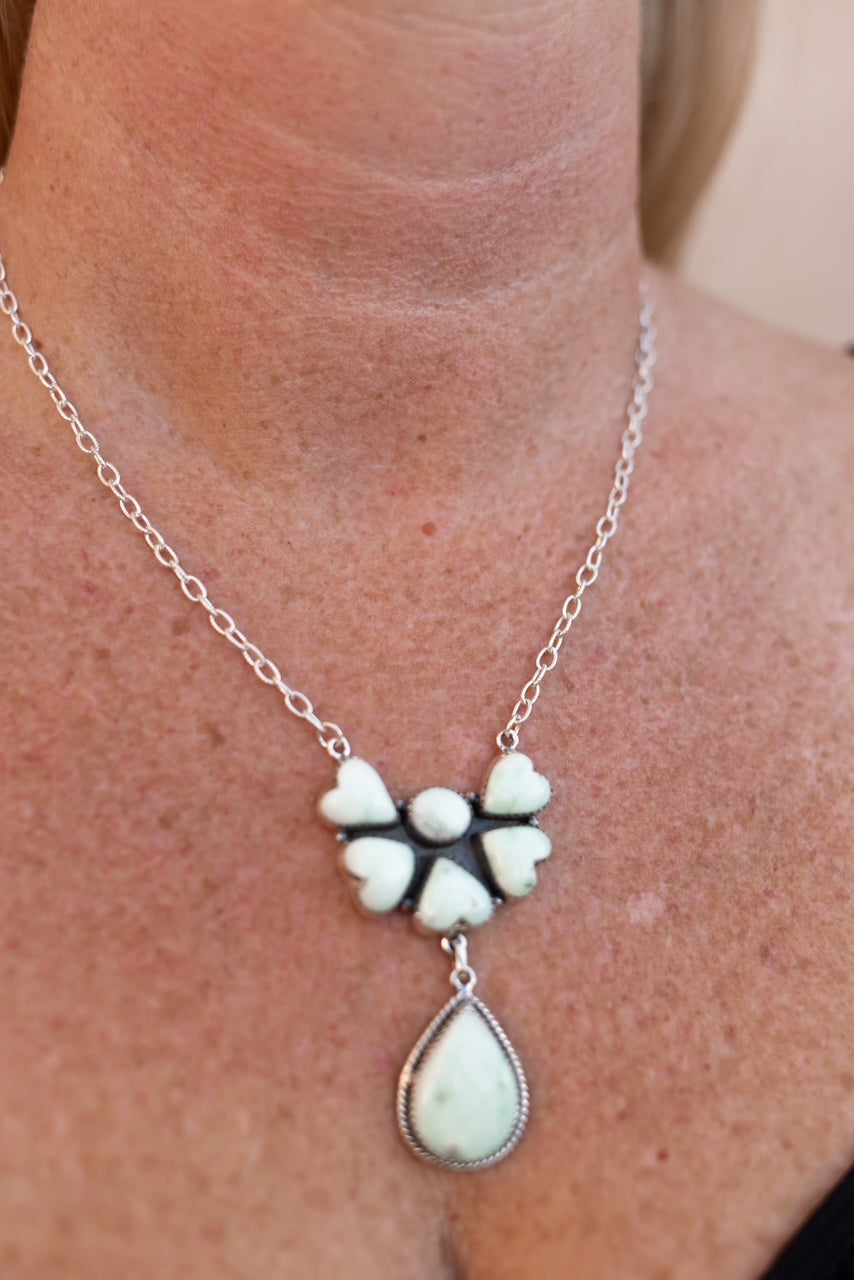 Paloma Heart Half Flower Drop Necklace-Necklaces-Krush Kandy, Women's Online Fashion Boutique Located in Phoenix, Arizona (Scottsdale Area)